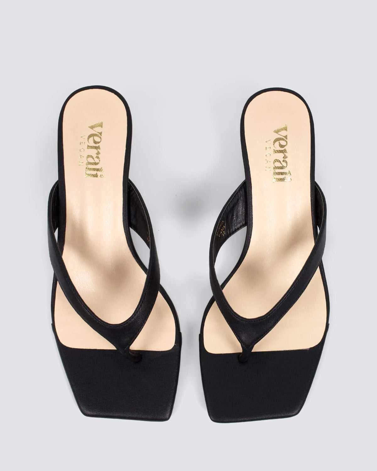 MARTHA KITTEN HEEL THONGS BLACK