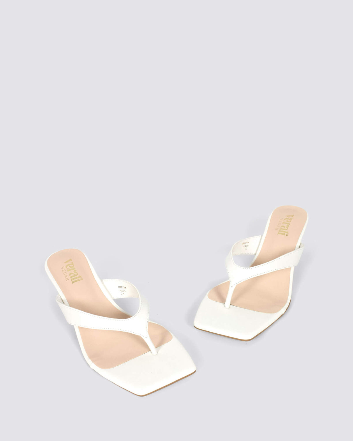 MARTHA KITTEN HEEL THONGS CHALK WHITE