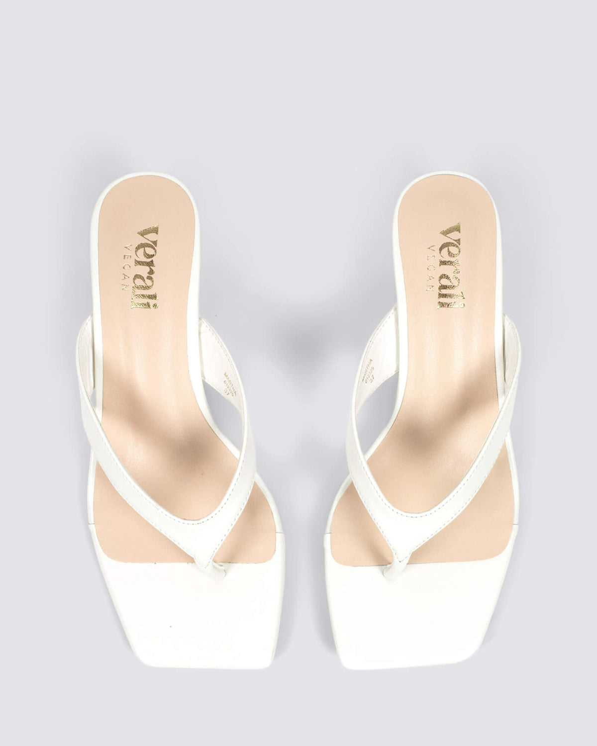 MARTHA KITTEN HEEL THONGS CHALK WHITE