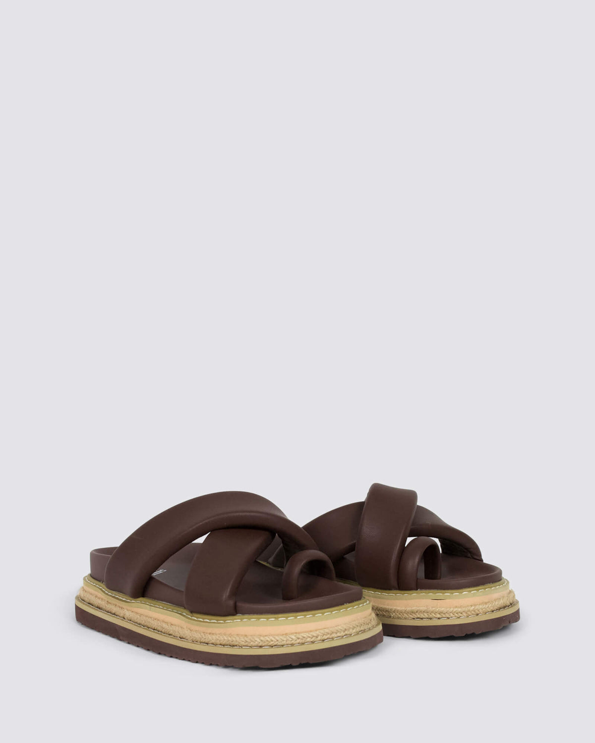 THELMA FLATFORM SLIDES CHOCOLATE BROWN
