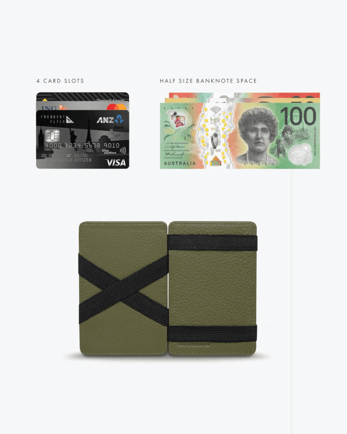 FLIP WALLET KHAKI LEATHER