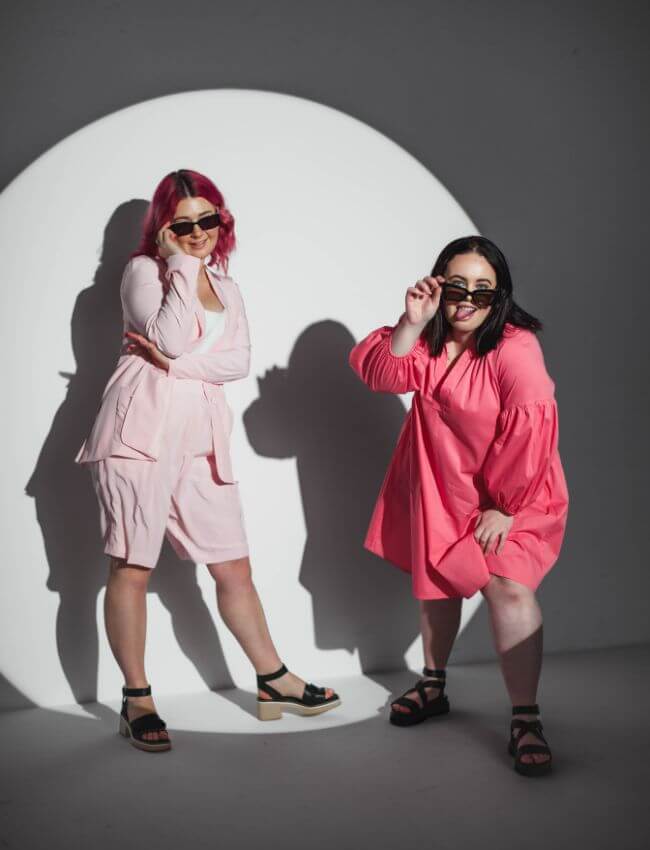 Hot pink platform heel shoes in patent leather.