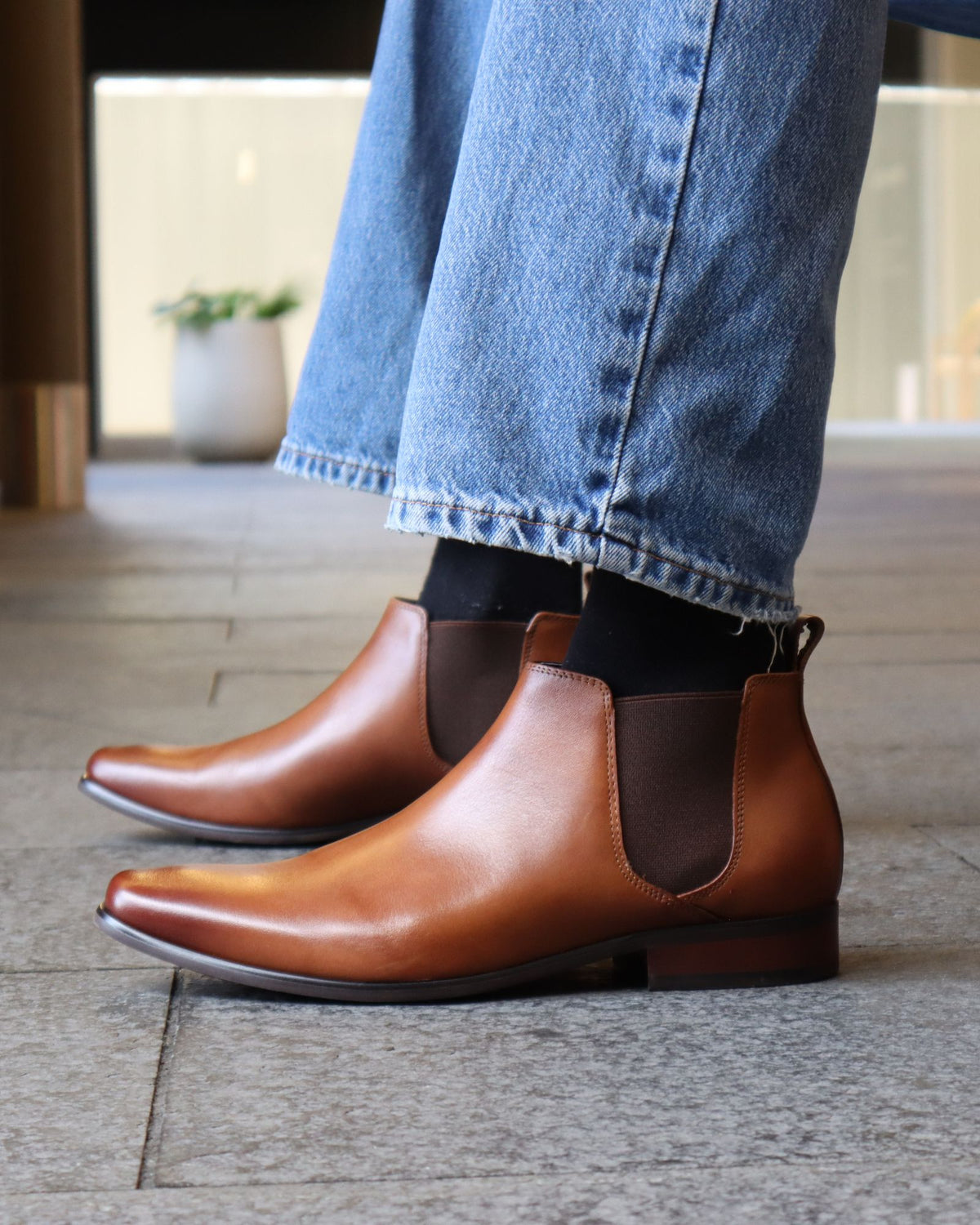KICK DRESS BOOTS COGNAC LEATHER