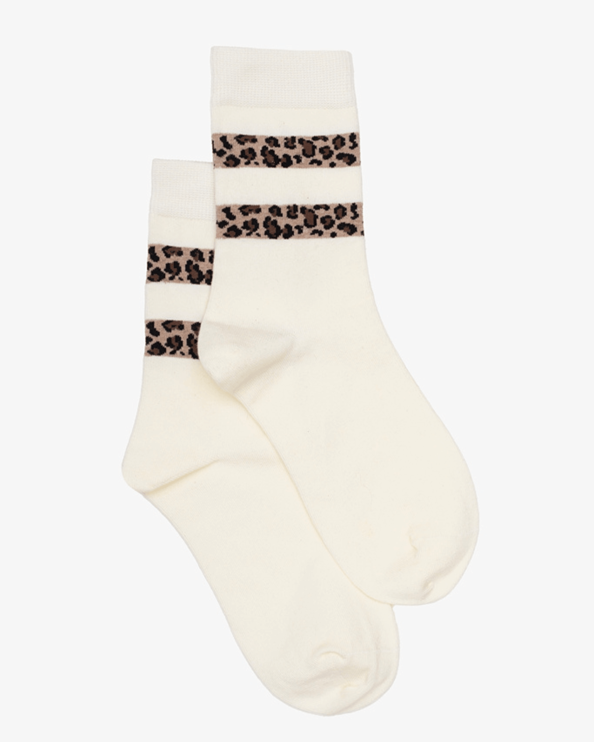 LEOPARD STRIPE TOP SOCK IVORY