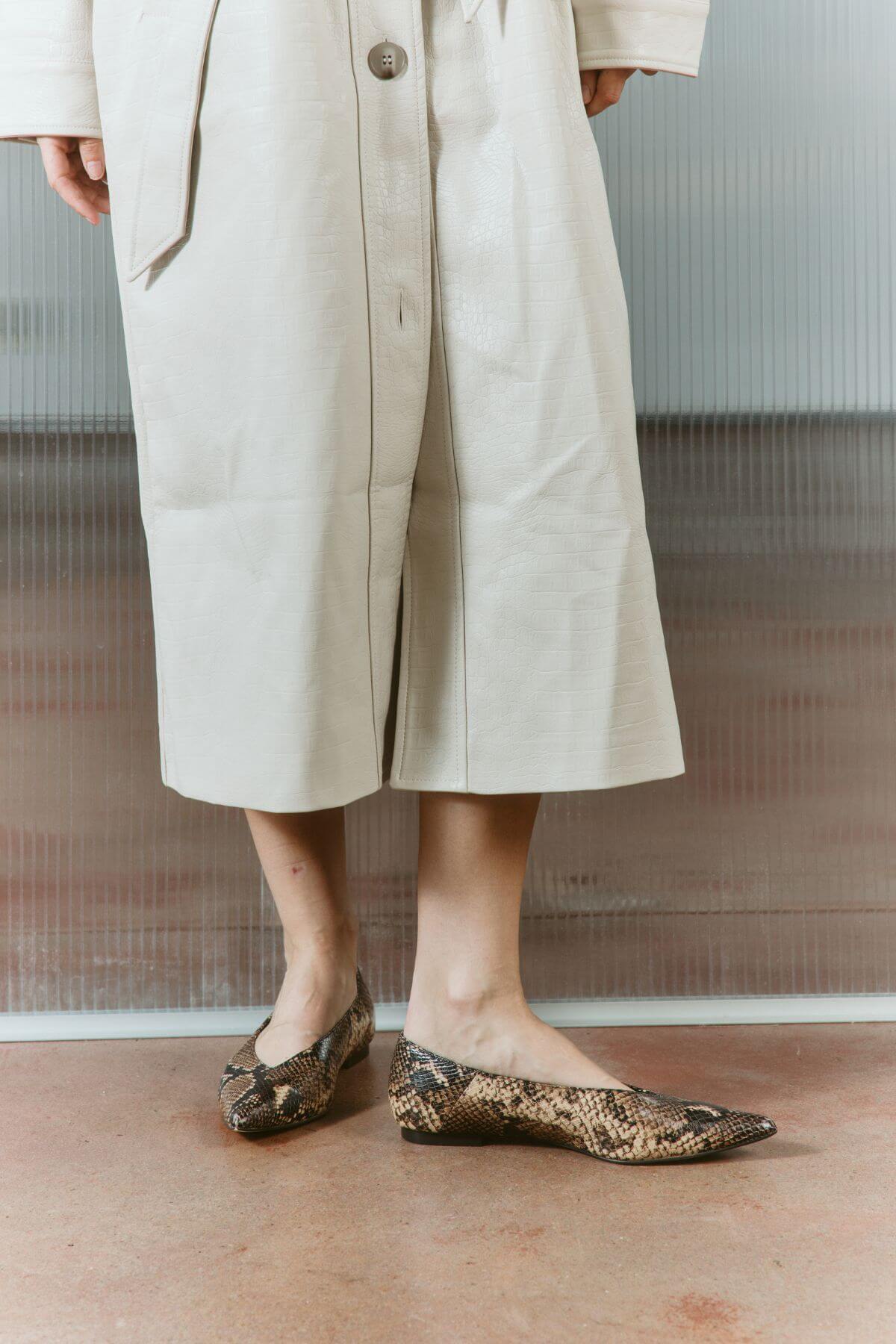 LOCKE FLAT PUMPS BROWN SNAKE LEATHER