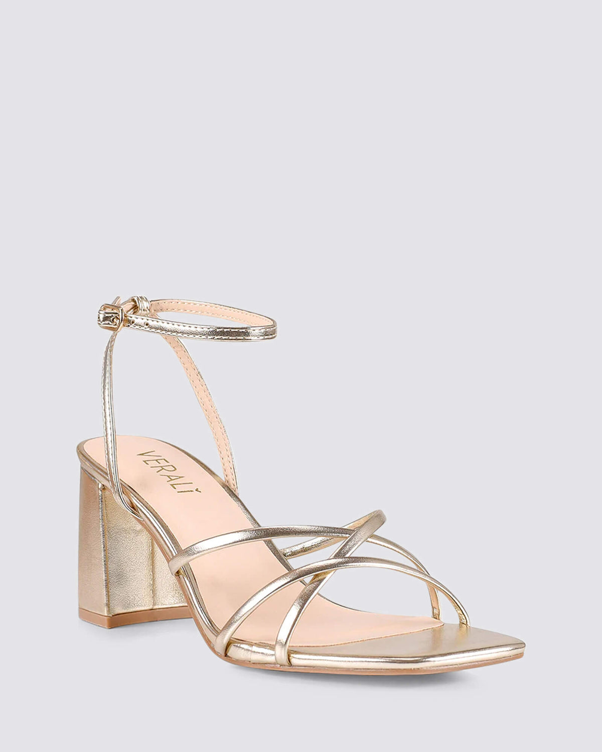 NAKITA BLOCK HEEL SANDALS CHAMPAGNE METALLIC