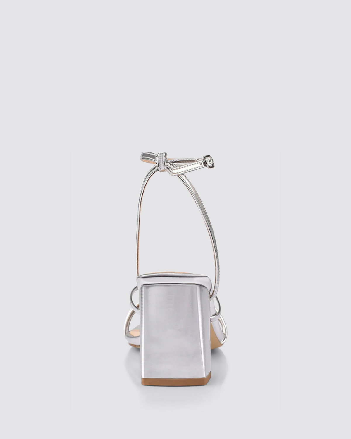 NAKITA BLOCK HEEL SANDALS SILVER MIRROR