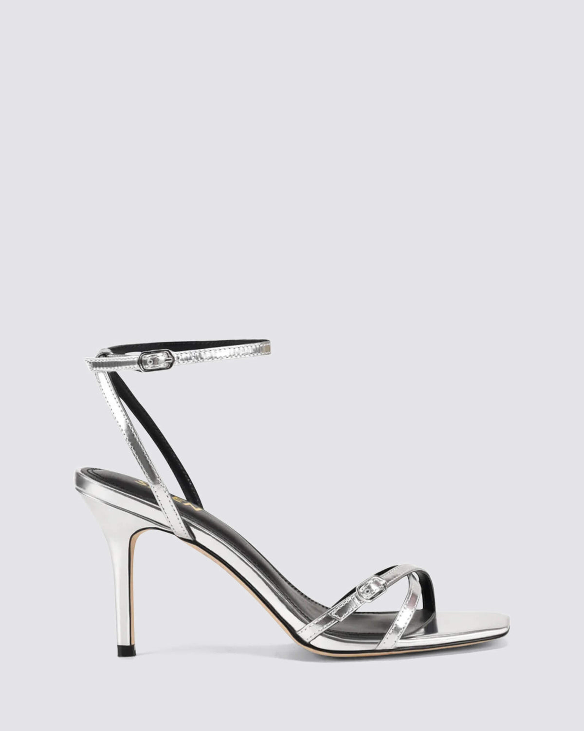 NIAH STRAPPY HEELS SILVER MIRROR METALLIC