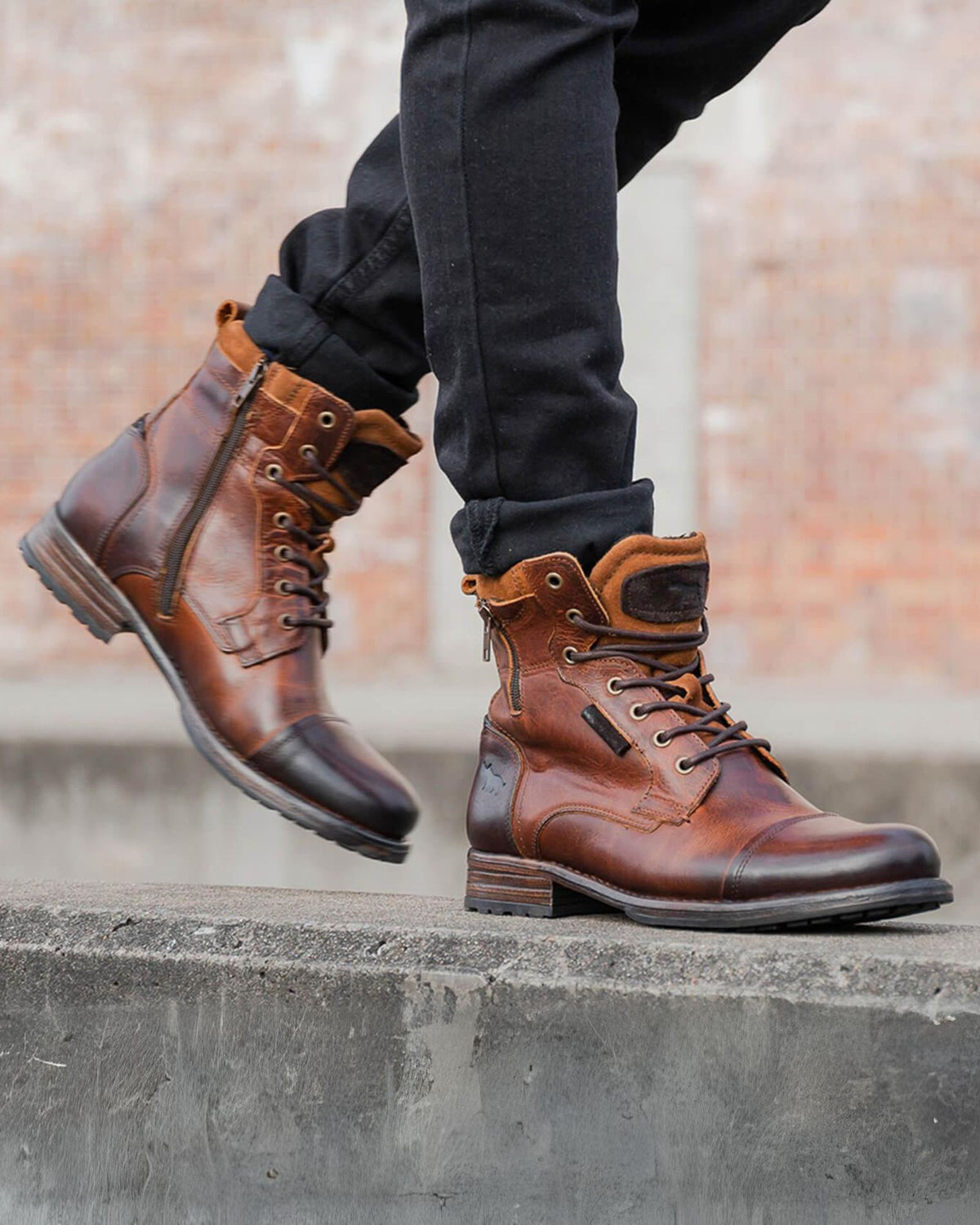 PORTER LACE UP BOOTS CAMEL LEATHER