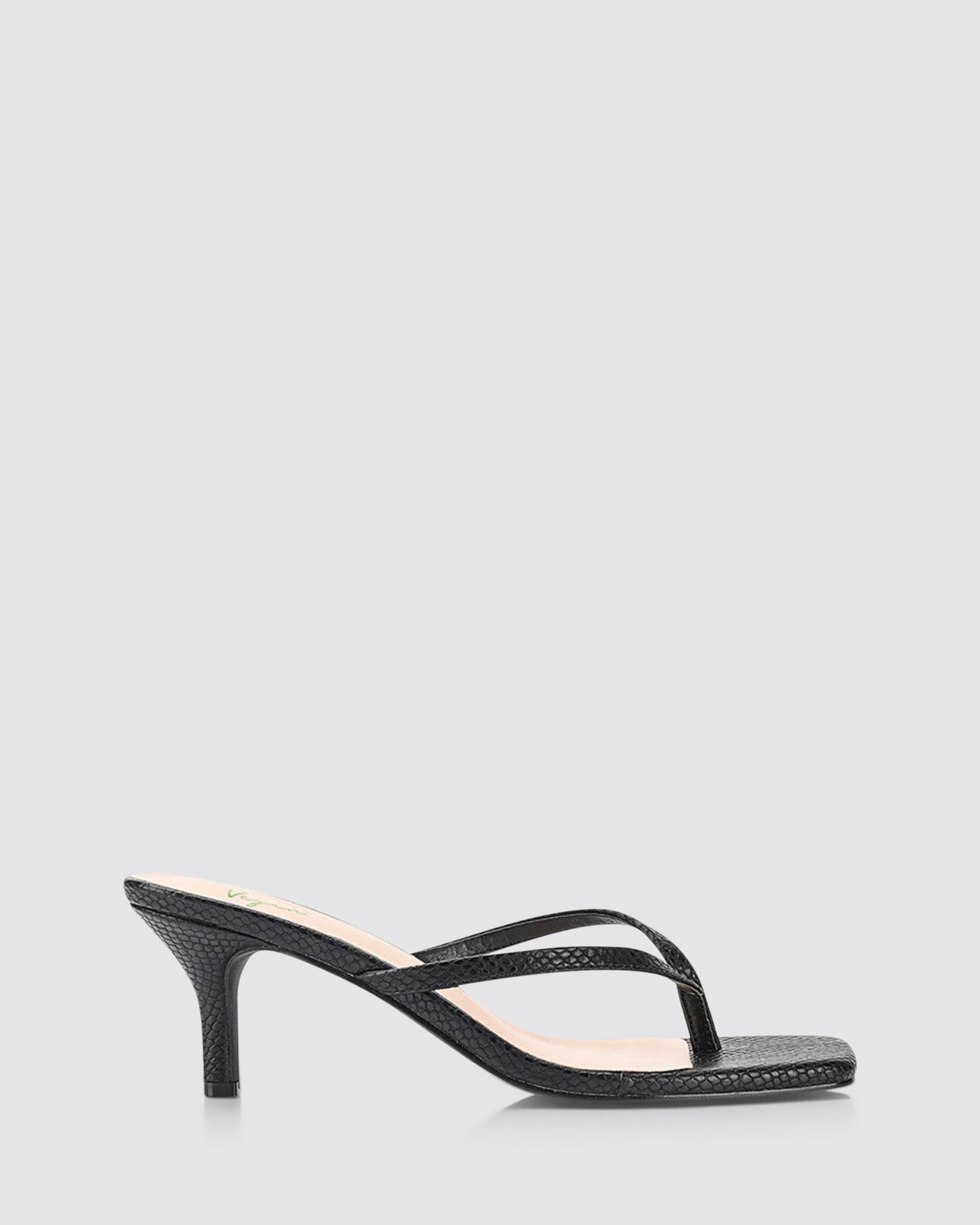 TAYTUM HEELED THONGS BLACK SNAKE