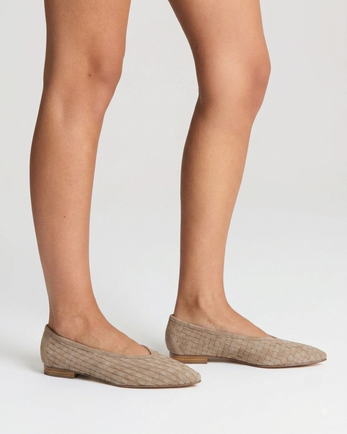 MUSE FLATS TAUPE WEAVE SUEDE