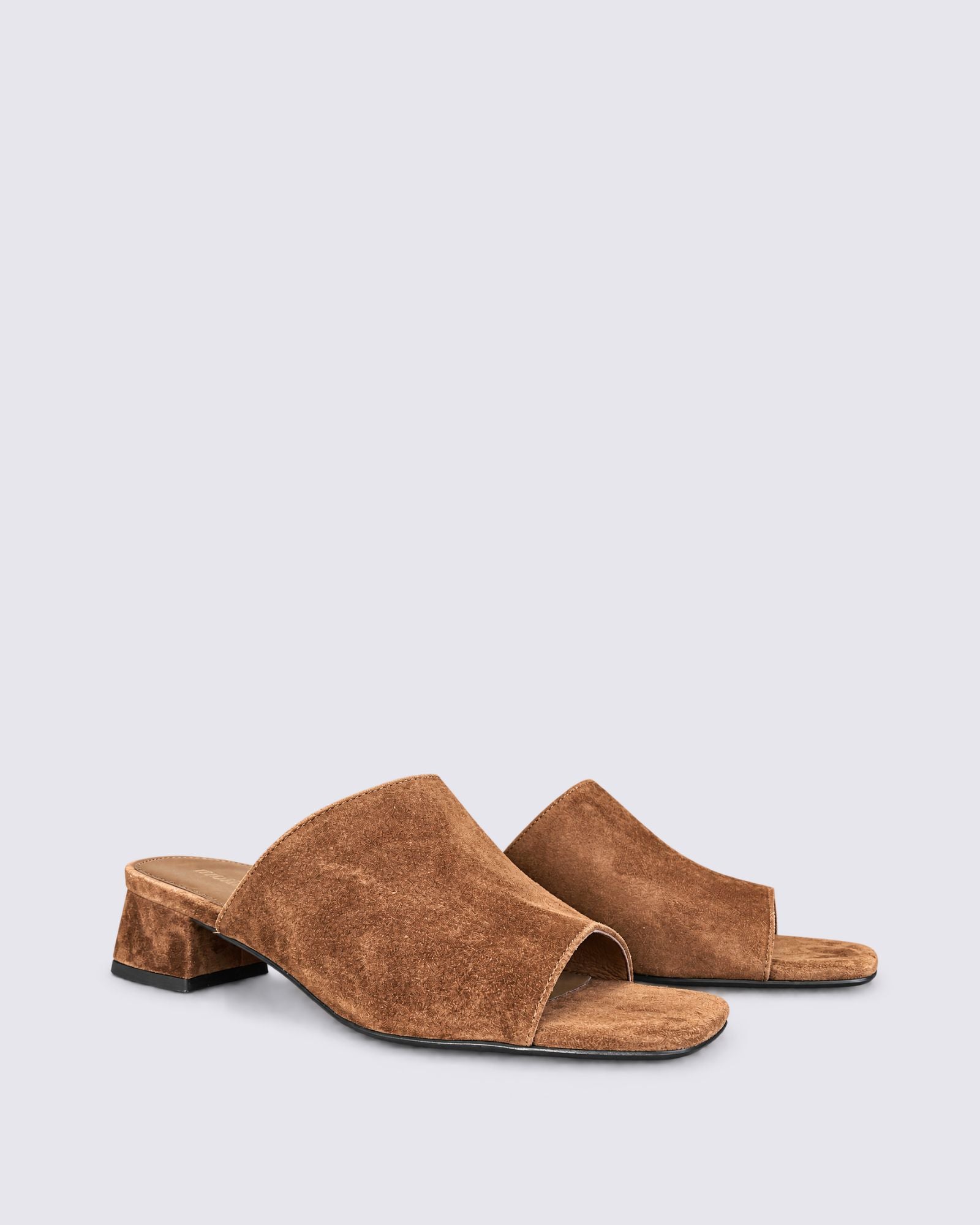 SANSAH HEELED MULES CHOCOLATE SUEDE