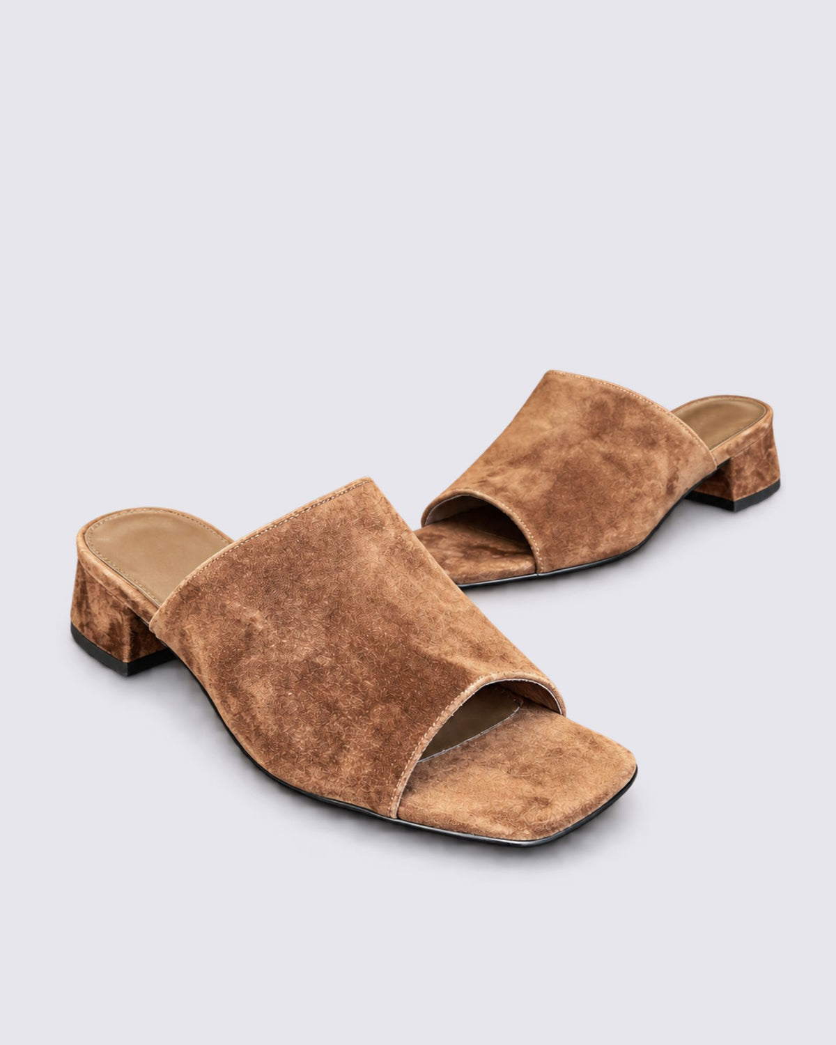 SANSAH HEELED MULES CHOCOLATE SUEDE