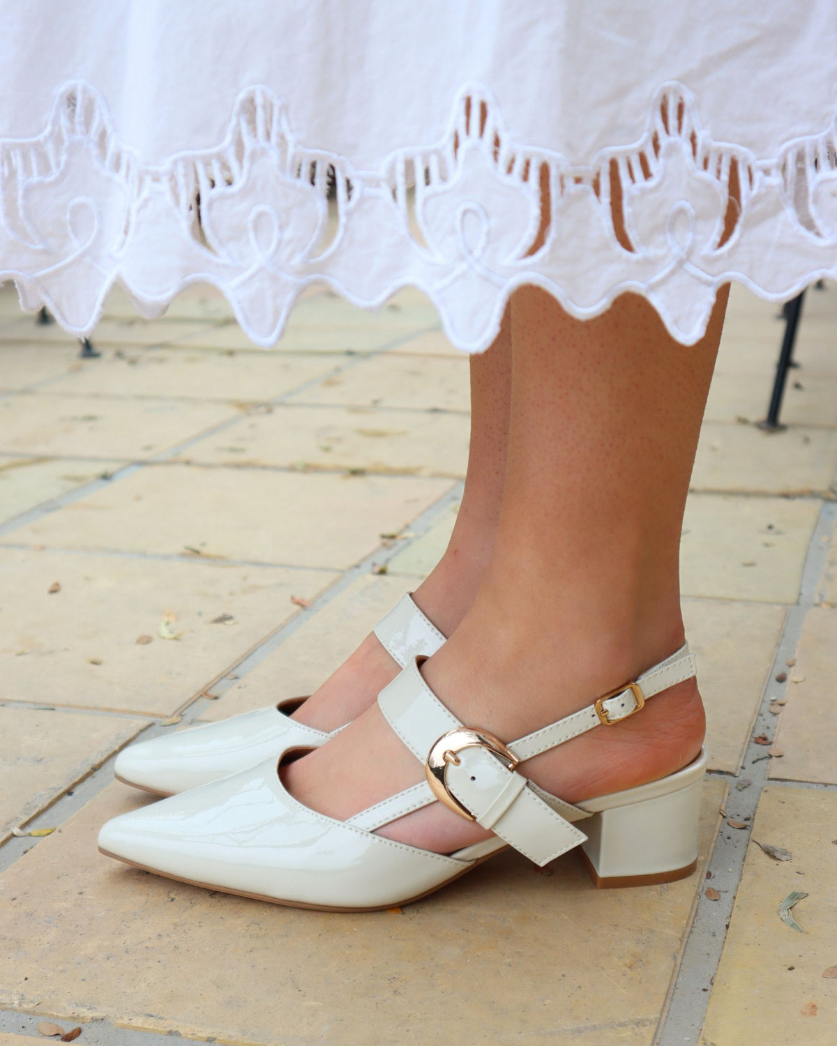 JESS SLINGBACK HEELS ALMOND PATENT