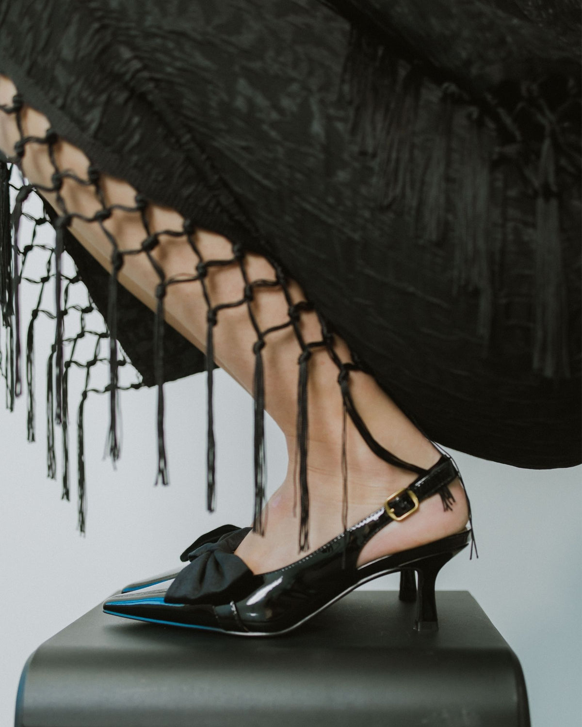 LOLITA SLINGBACK HEELS BLACK PATENT