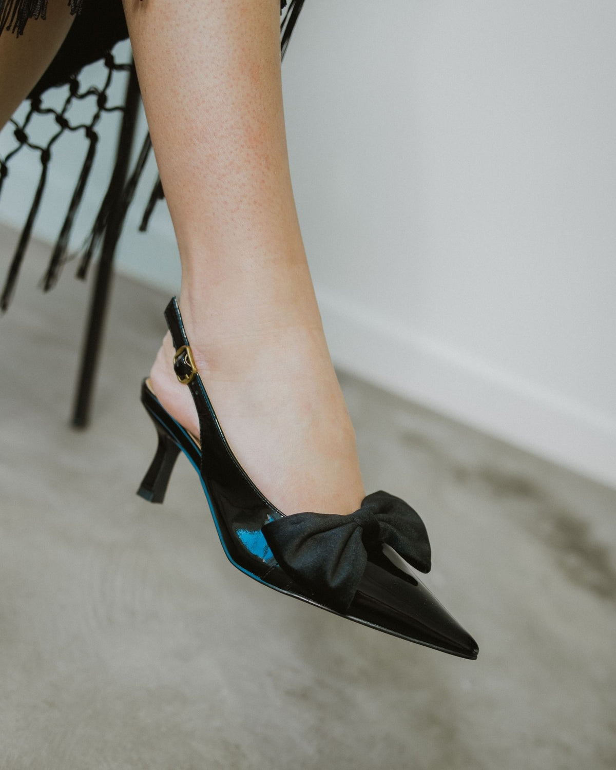 LOLITA SLINGBACK HEELS BLACK PATENT