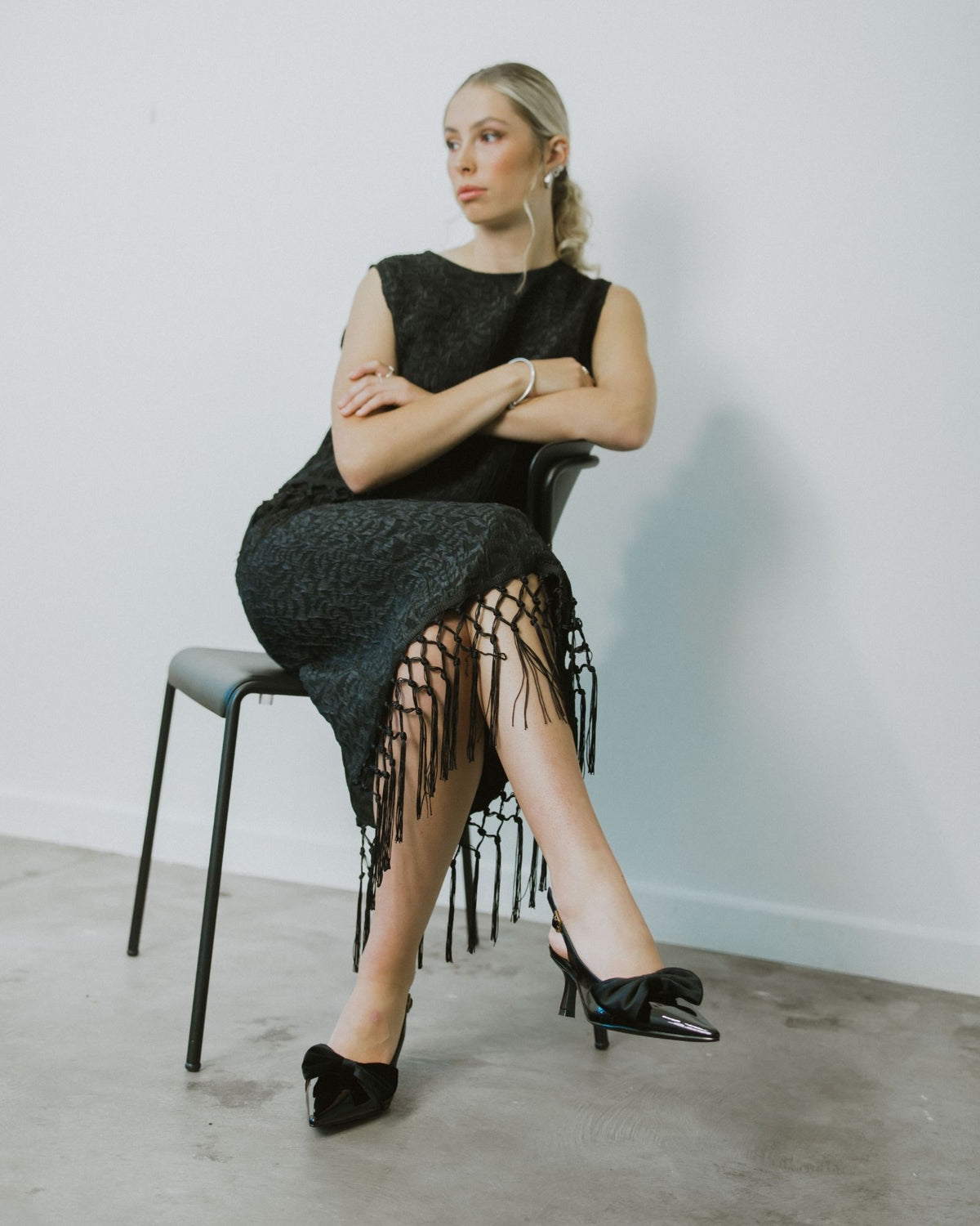 LOLITA SLINGBACK HEELS BLACK PATENT