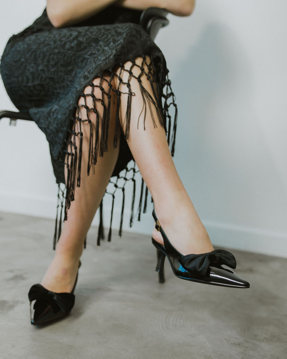 LOLITA SLINGBACK HEELS BLACK PATENT