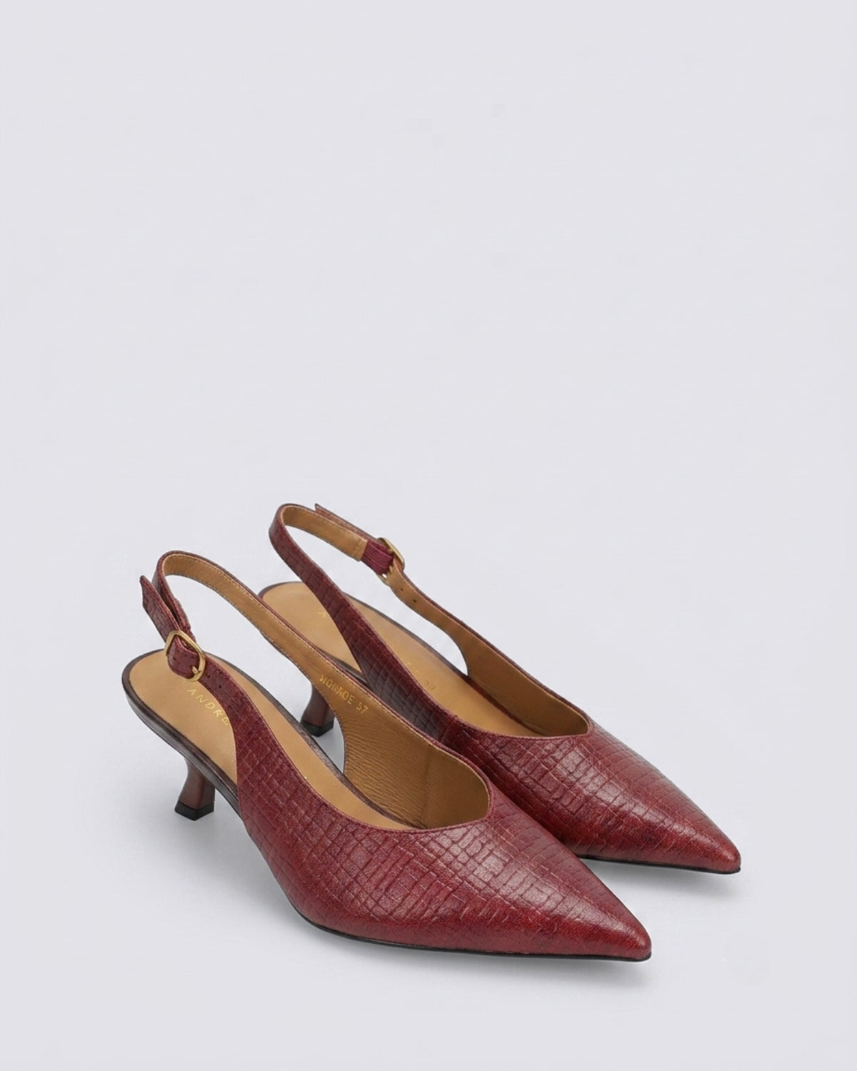 MONROE SLINGBACK HEELS BORDO PRINT LEATHER