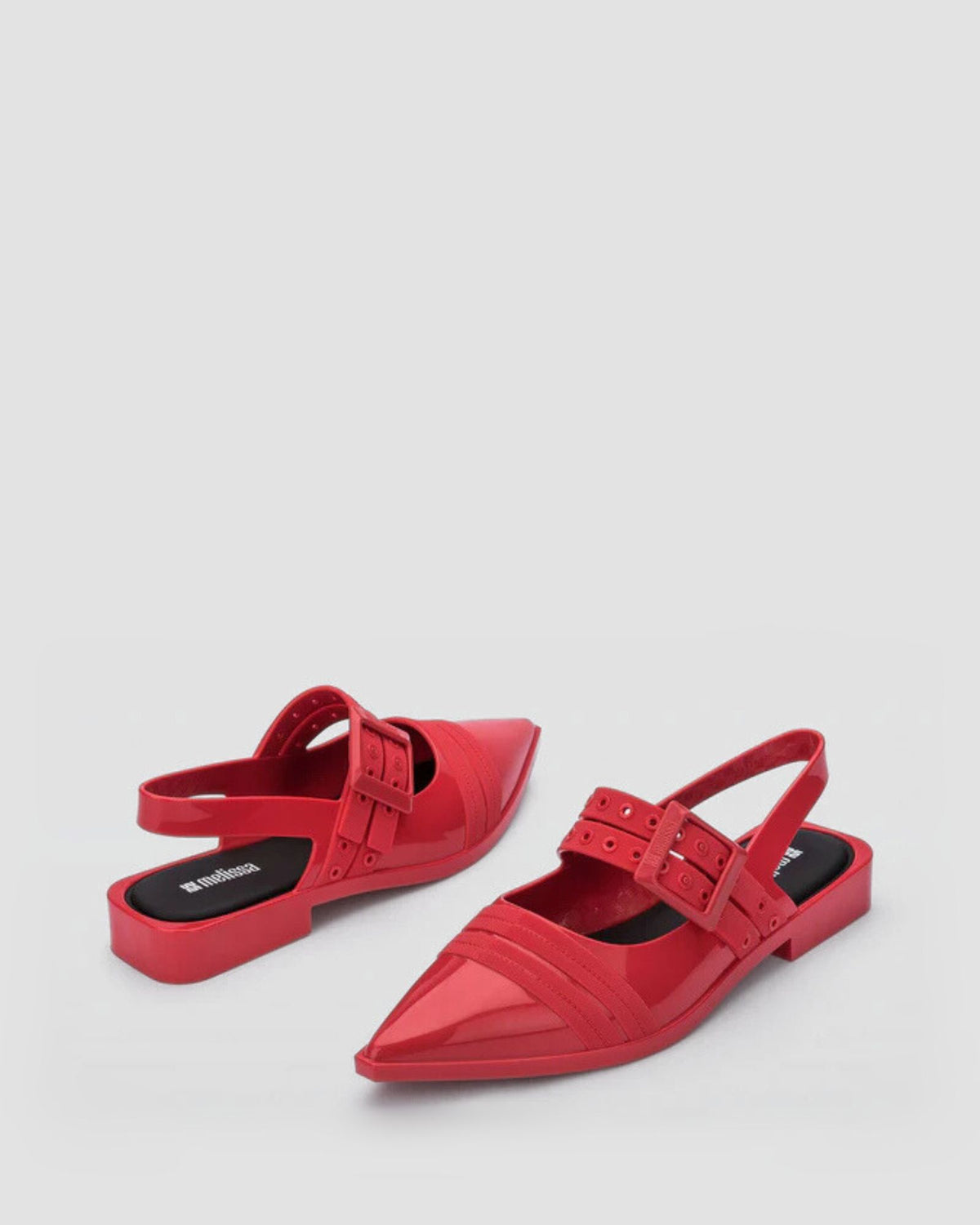 35973 POINTED TOE FLATS RED/BLACK