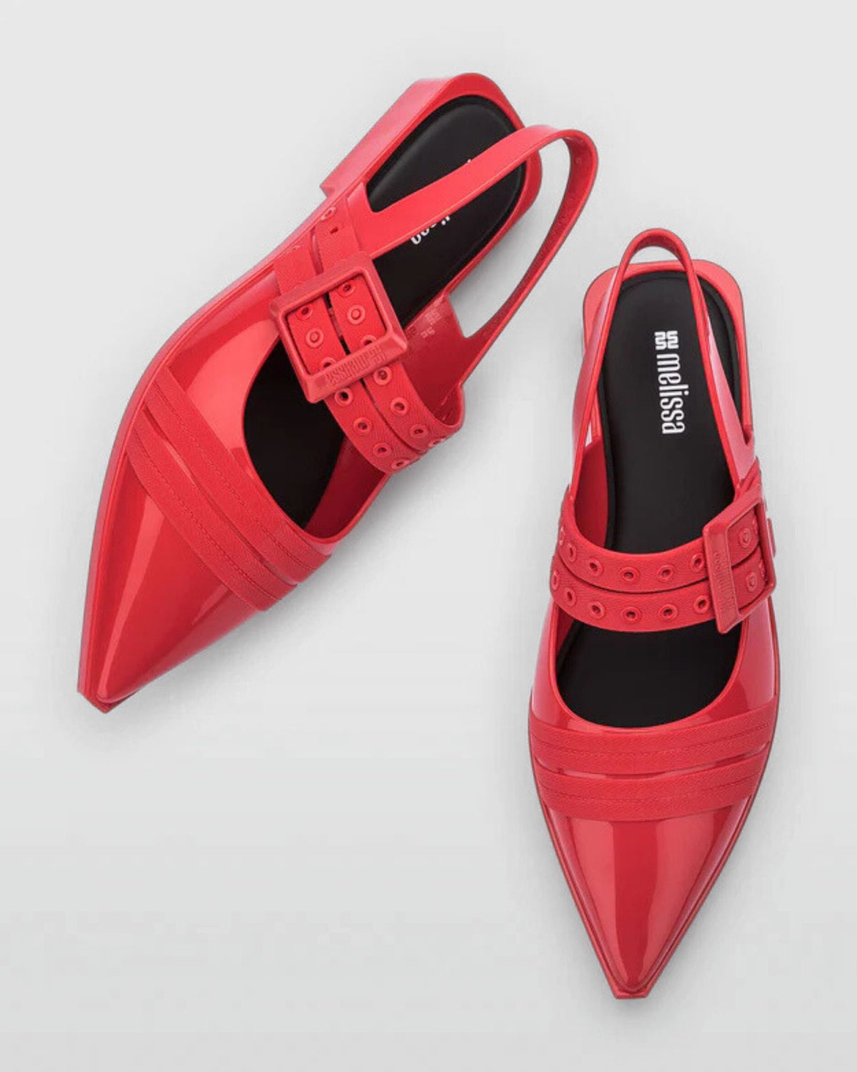 35973 POINTED TOE FLATS RED/BLACK