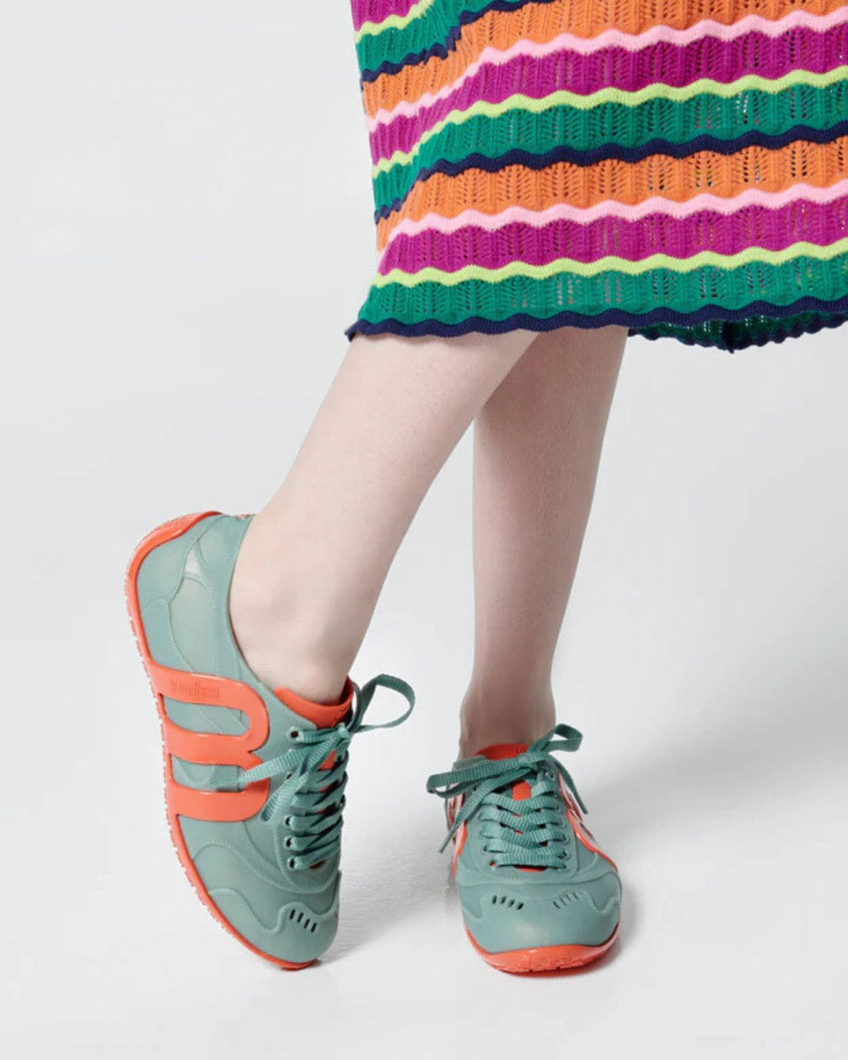 36120 SNEAKERS ORANGE/GREEN