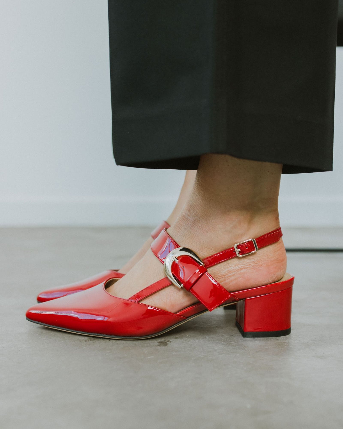 JESS SLINGBACK HEELS RED PATENT