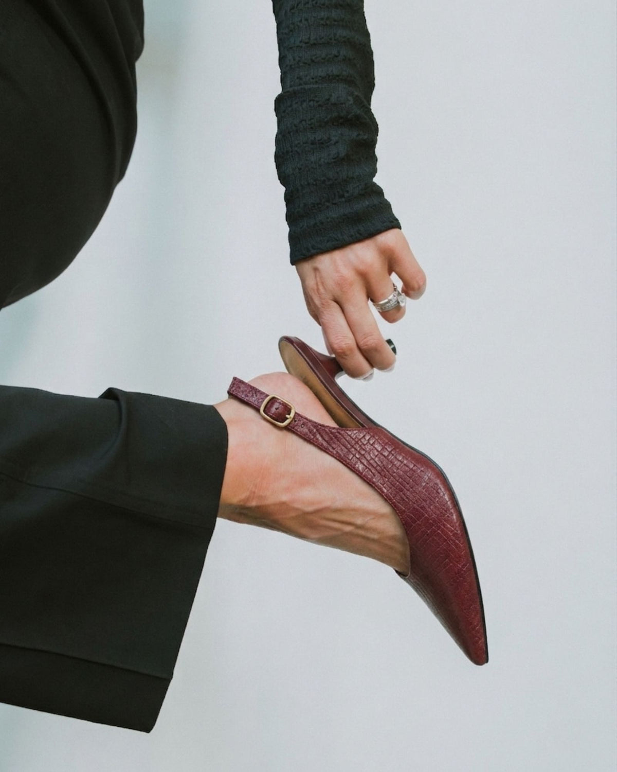MONROE SLINGBACK HEELS BORDO PRINT LEATHER