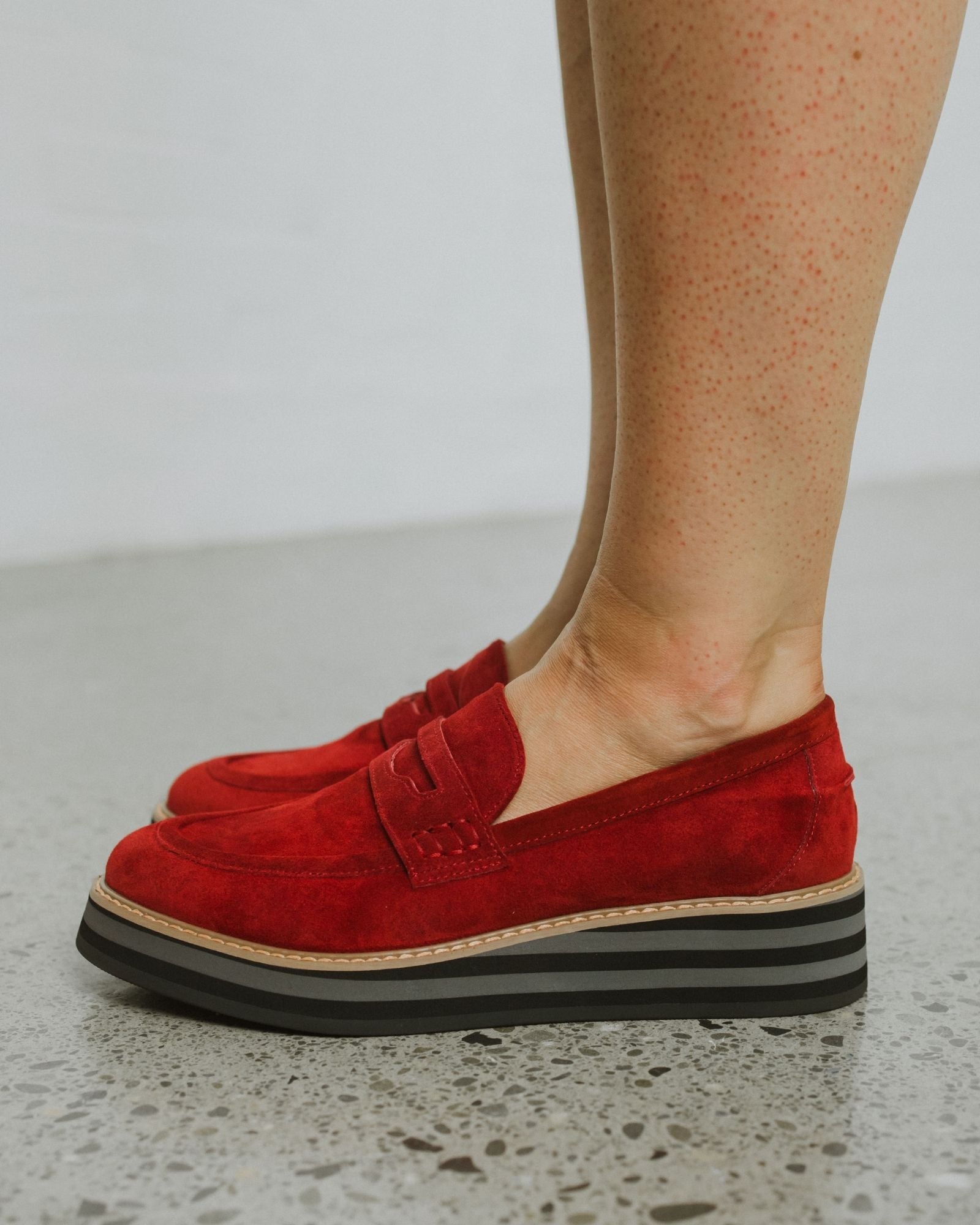LAURENT WEDGE LOAFERS RED SUEDE