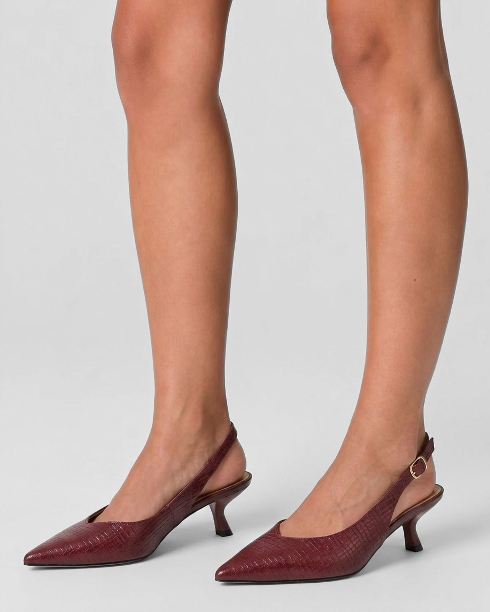 MONROE SLINGBACK HEELS BORDO PRINT LEATHER