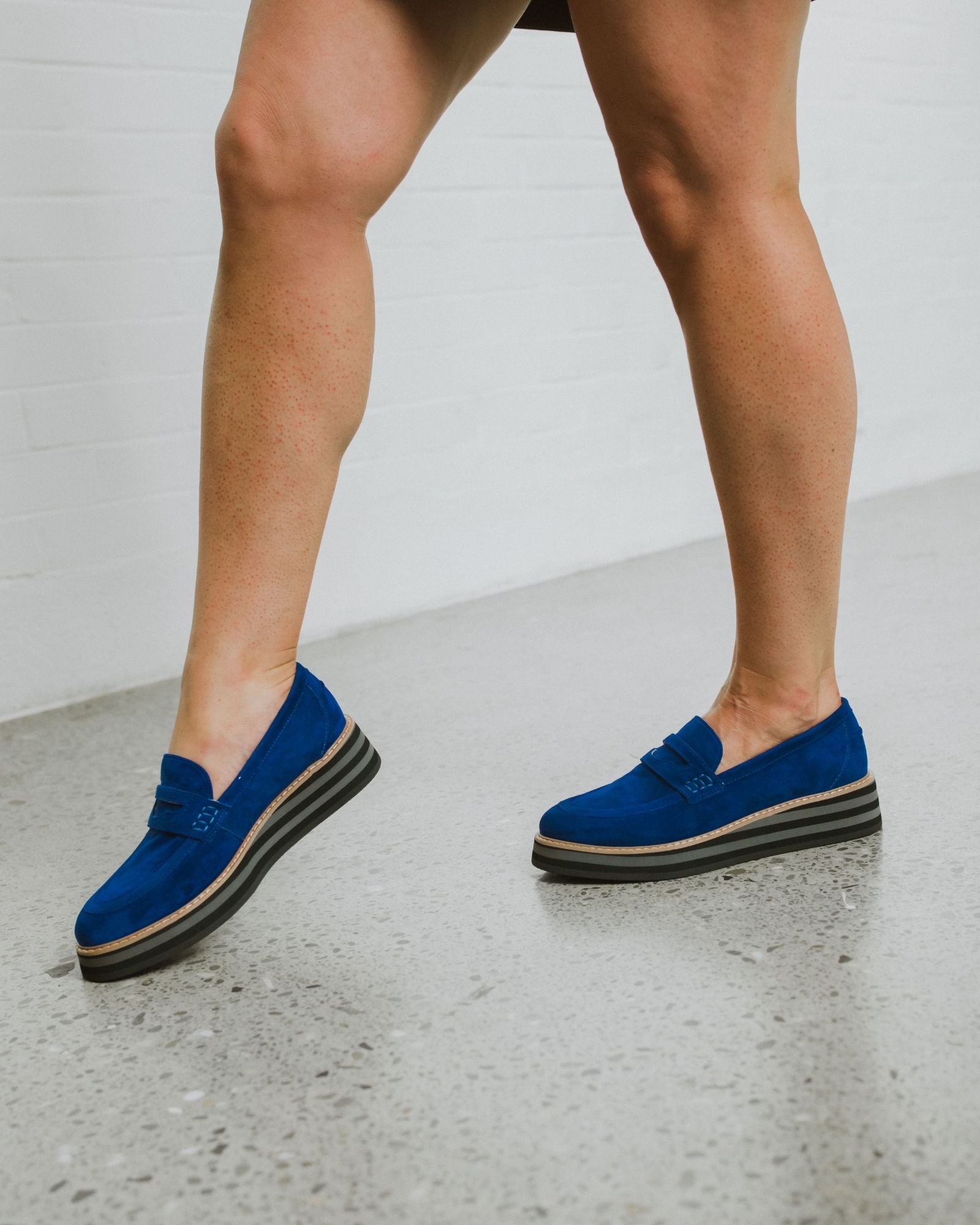 LAURENT WEDGE LOAFERS COBALT SUEDE