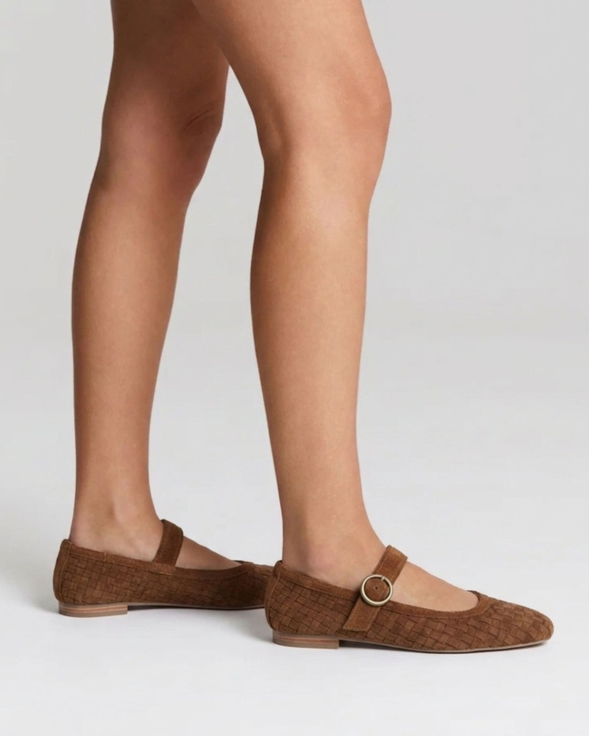 MIA MARY JANES TAN WEAVE SUEDE