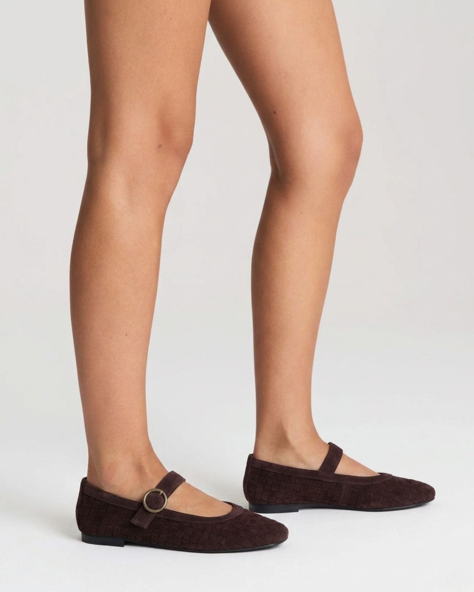 MIA MARY JANES CHOCOLATE WEAVE SUEDE