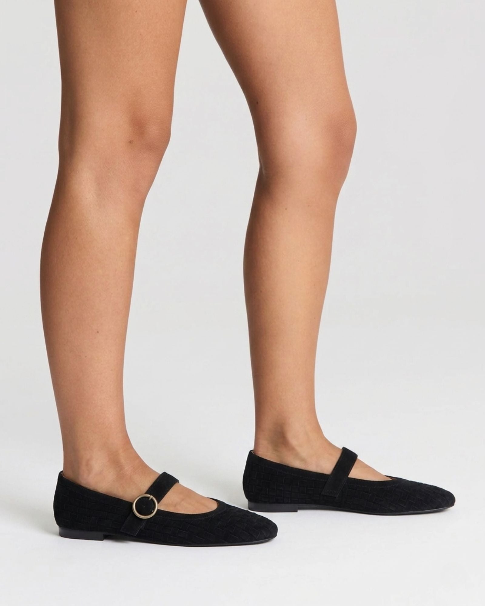 MIA MARY JANES BLACK WEAVE SUEDE