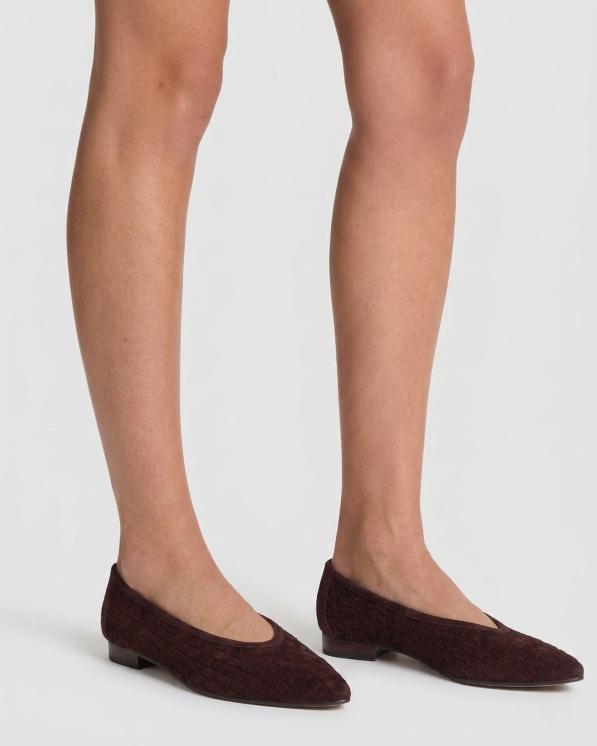 MUSE FLATS CHOCOLATE WEAVE SUEDE