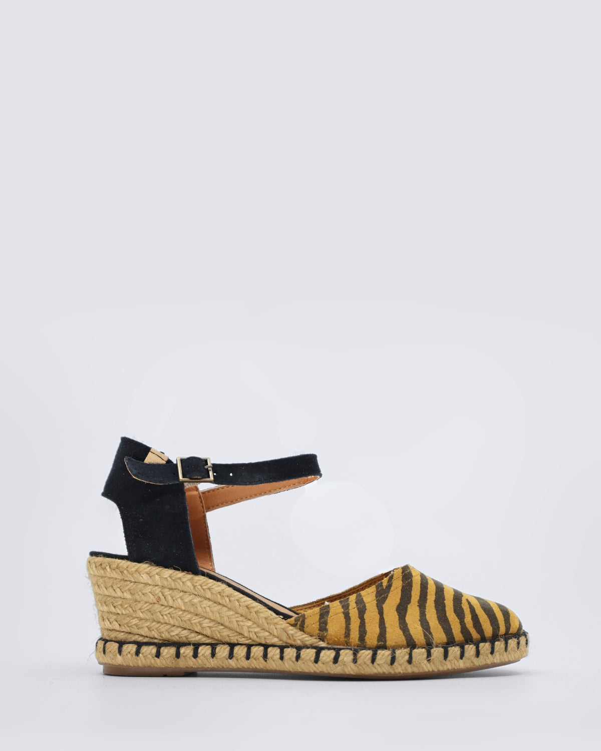 MALENA ZEBRA WEDGE SANDAL BRONZO/BLACK