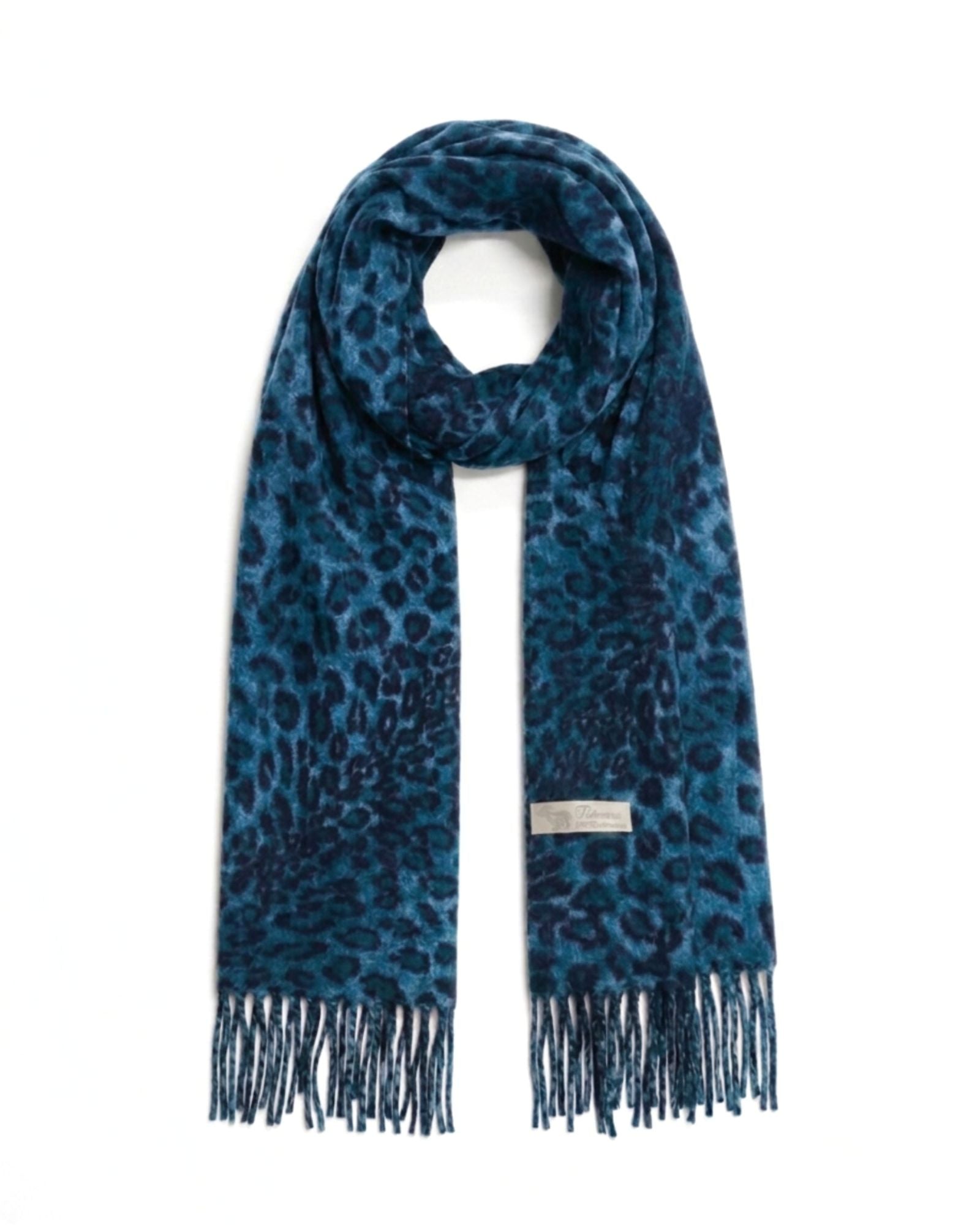 ARIA SCARF BLUE LEOPARD