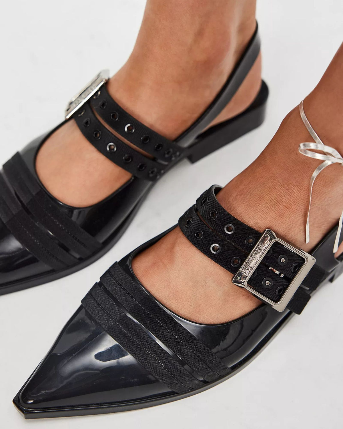 35973 POINTED TOE FLATS BLACK