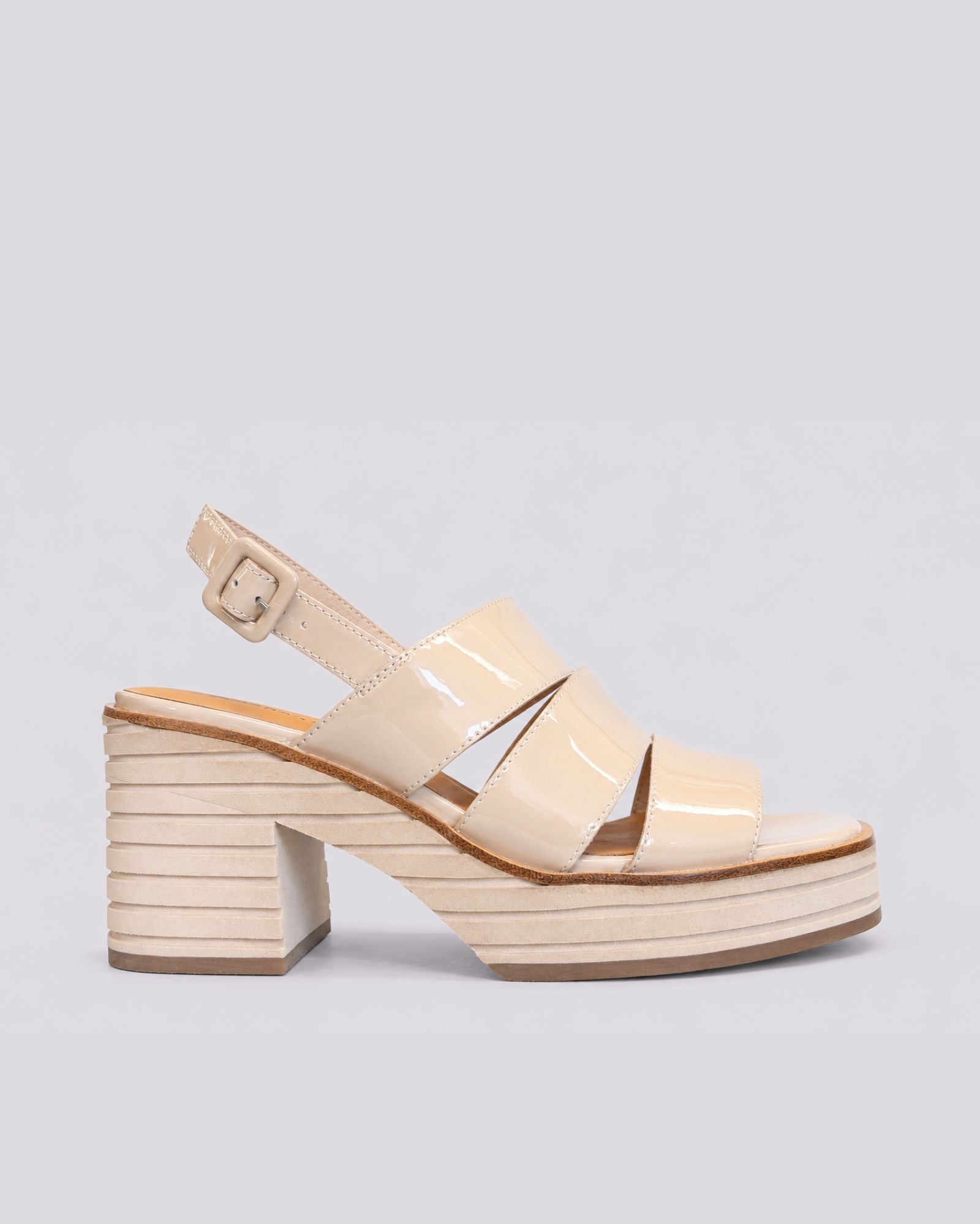 BERNICE HEELS DARK BONE PATENT