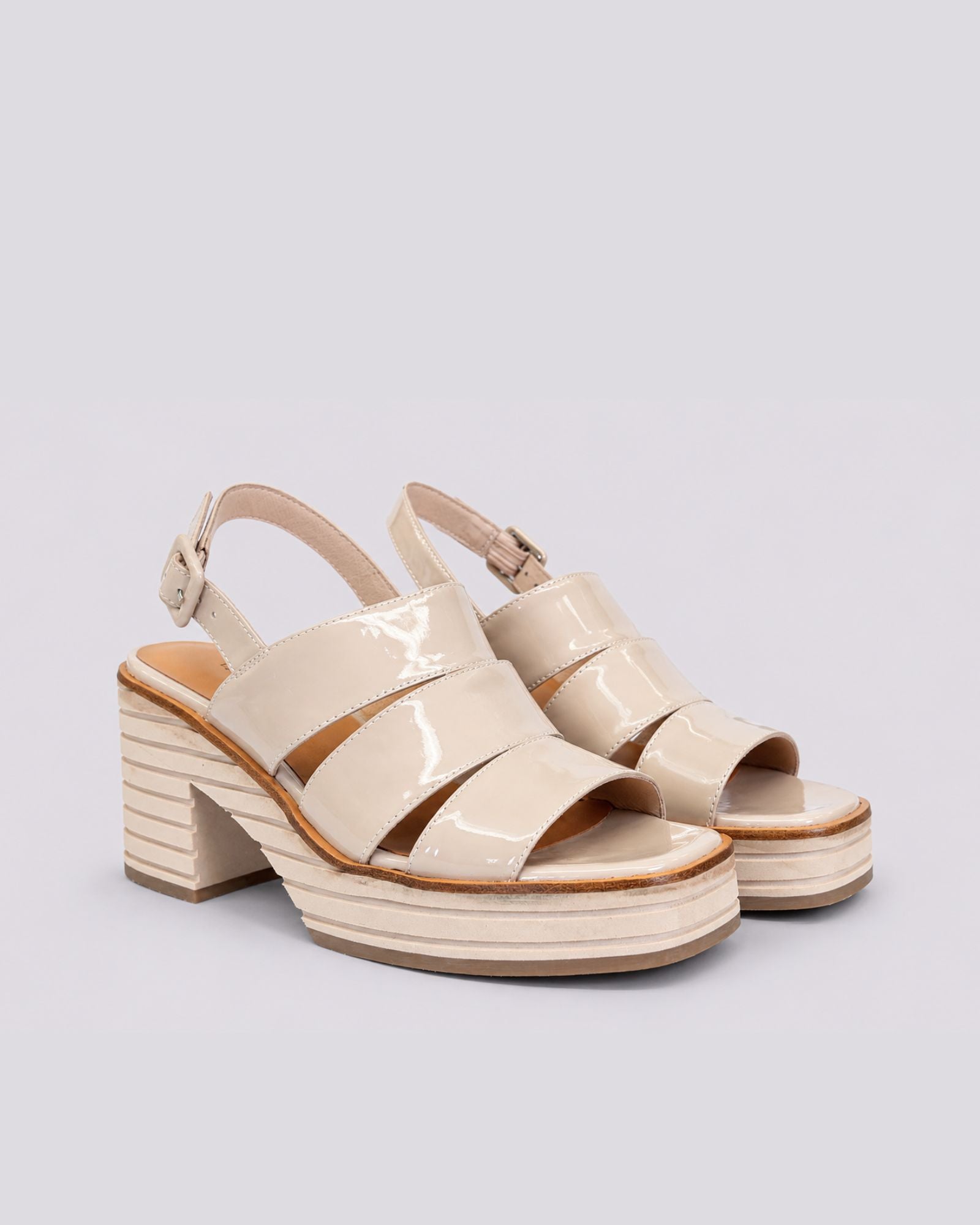 BERNICE HEELS DARK BONE PATENT