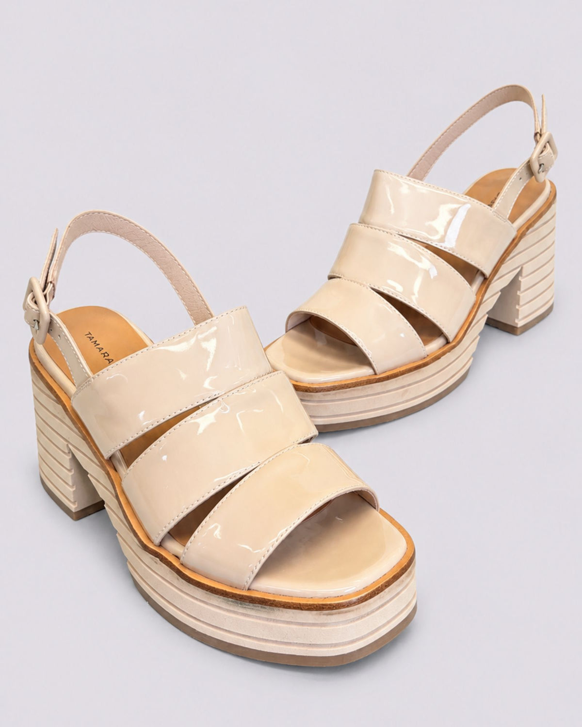 BERNICE HEELS DARK BONE PATENT