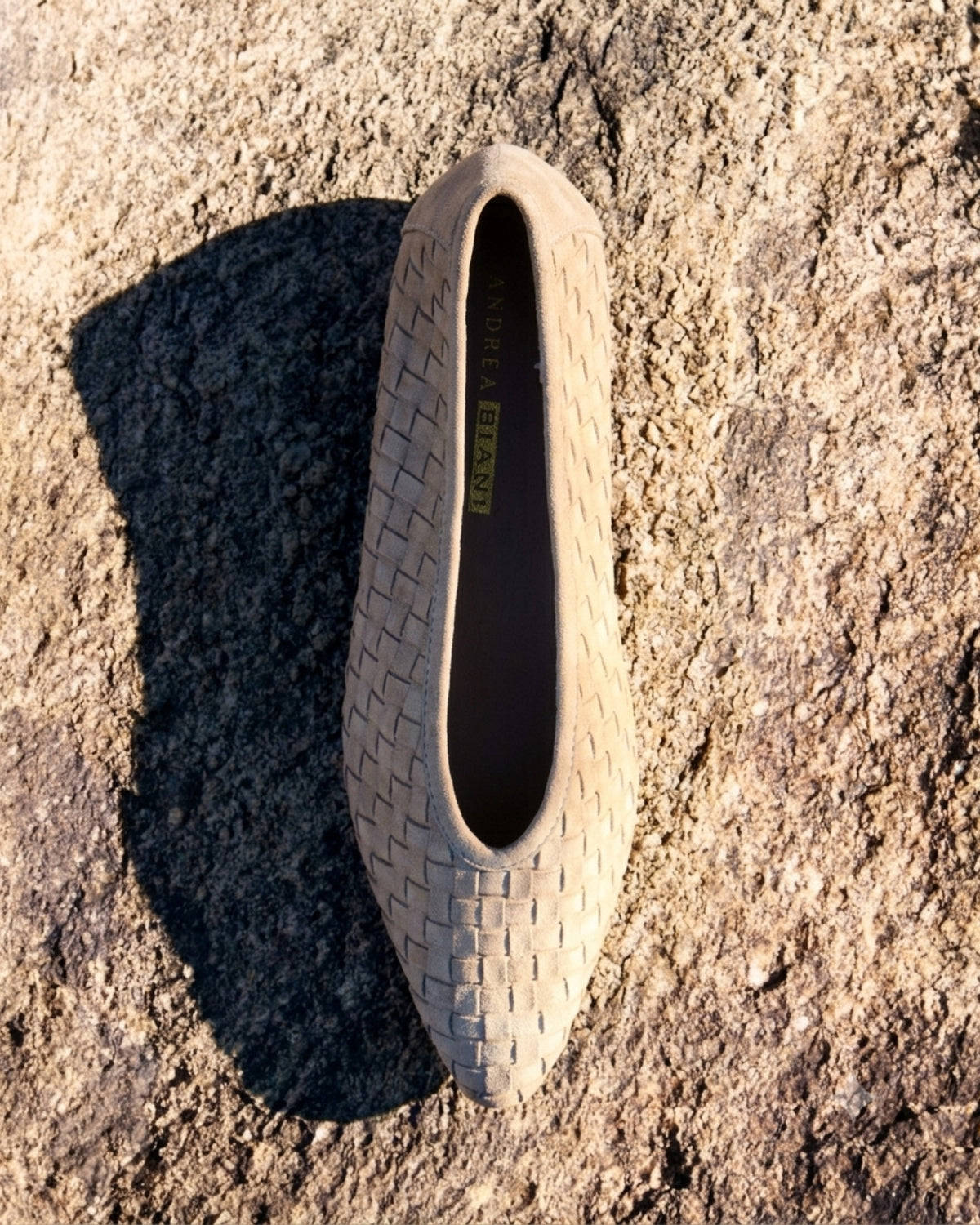 MUSE FLATS TAUPE WEAVE SUEDE