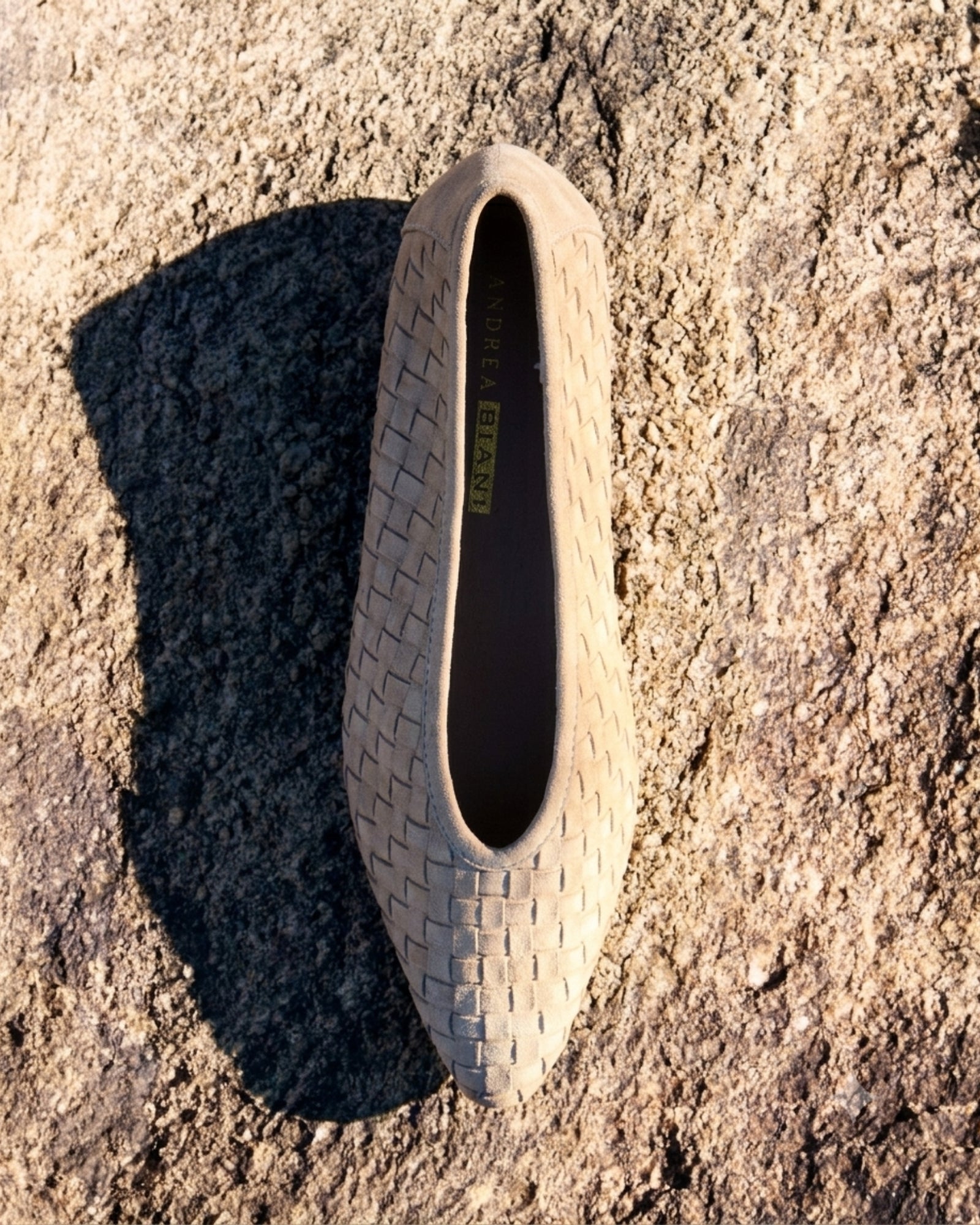 MUSE FLATS TAUPE WEAVE SUEDE