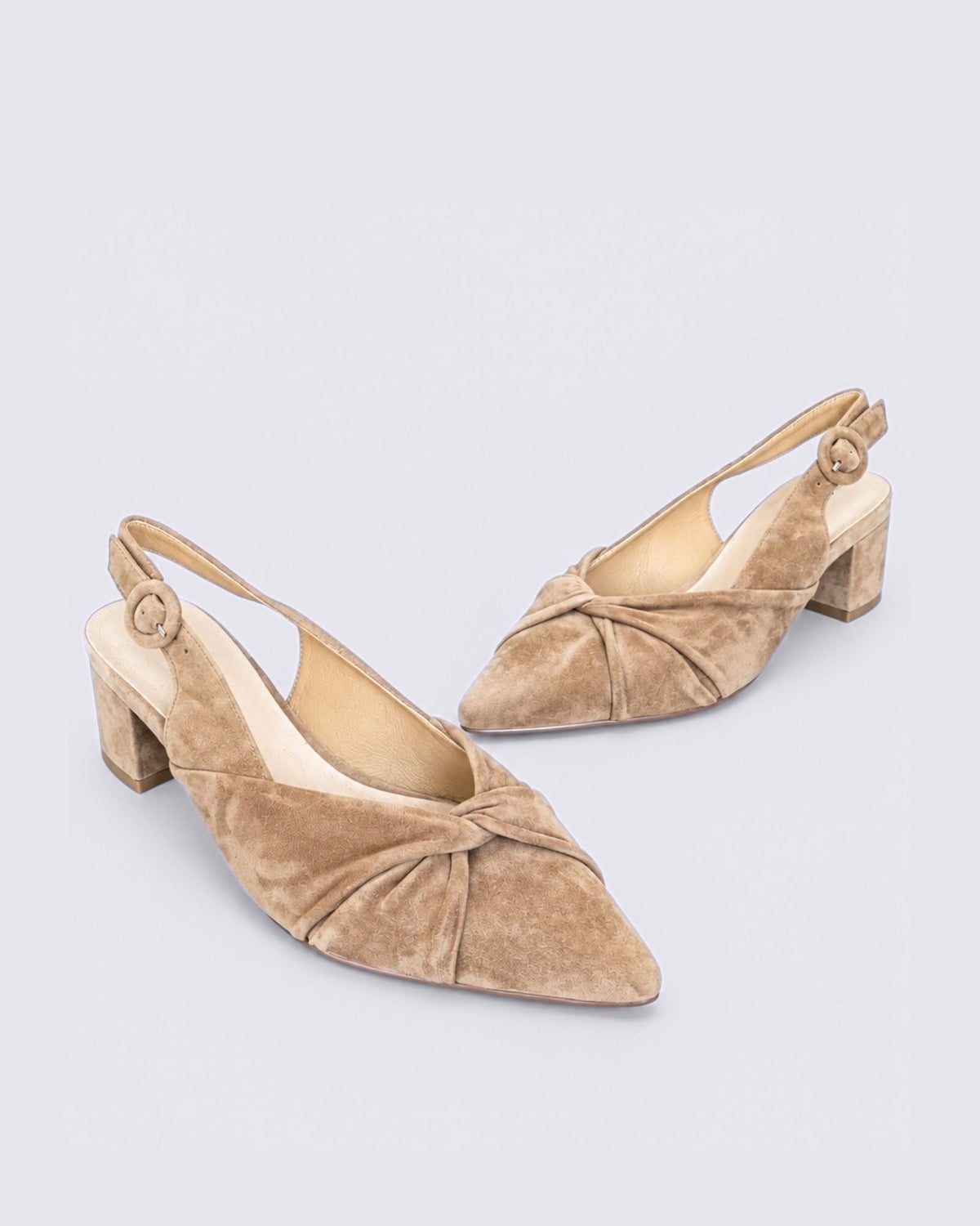 AMELLE SLINGBACK HEELS LIGHT CHOCOLATE SUEDE