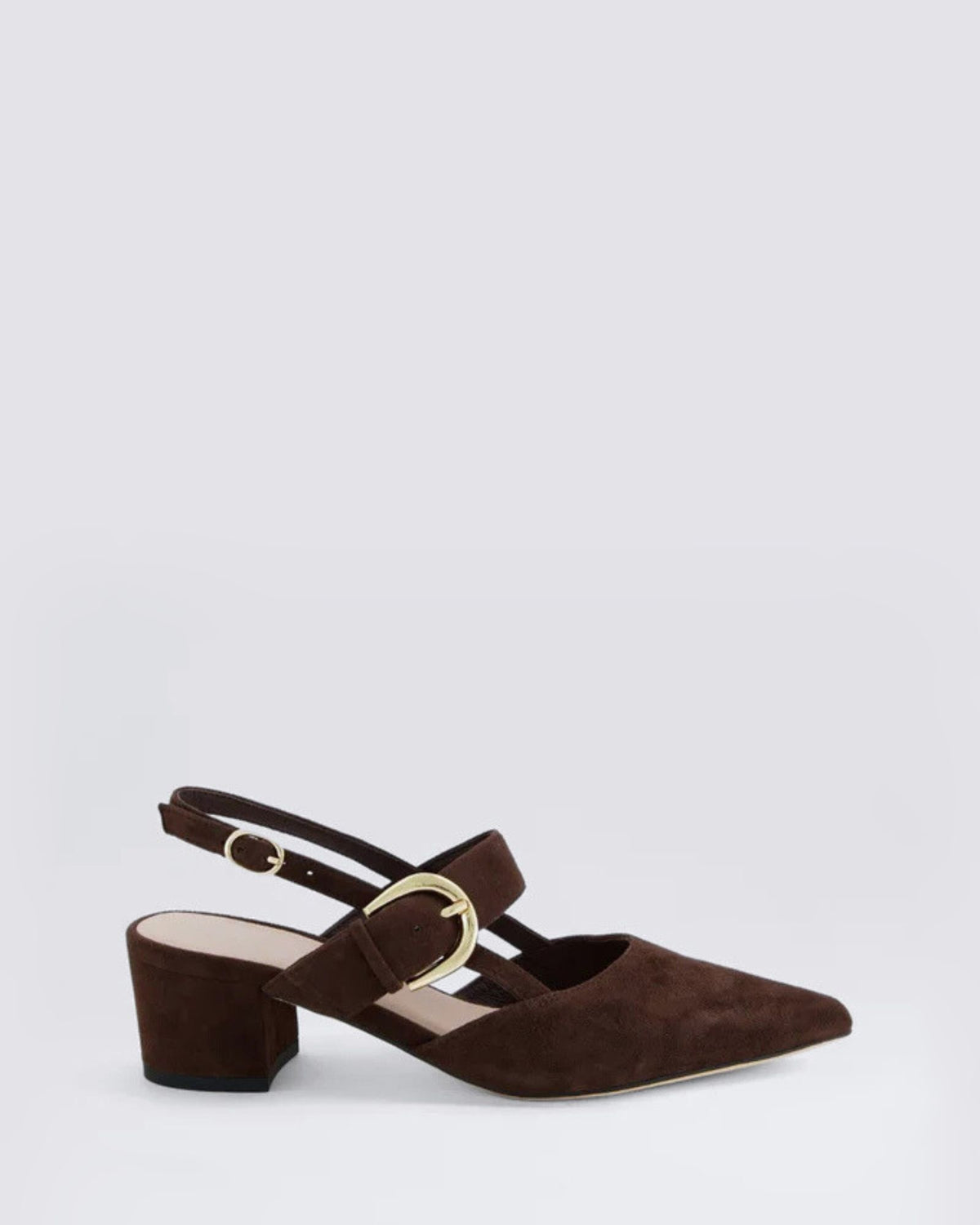 ASTEN SLINGBACK HEELS CHOCOLATE SUEDE