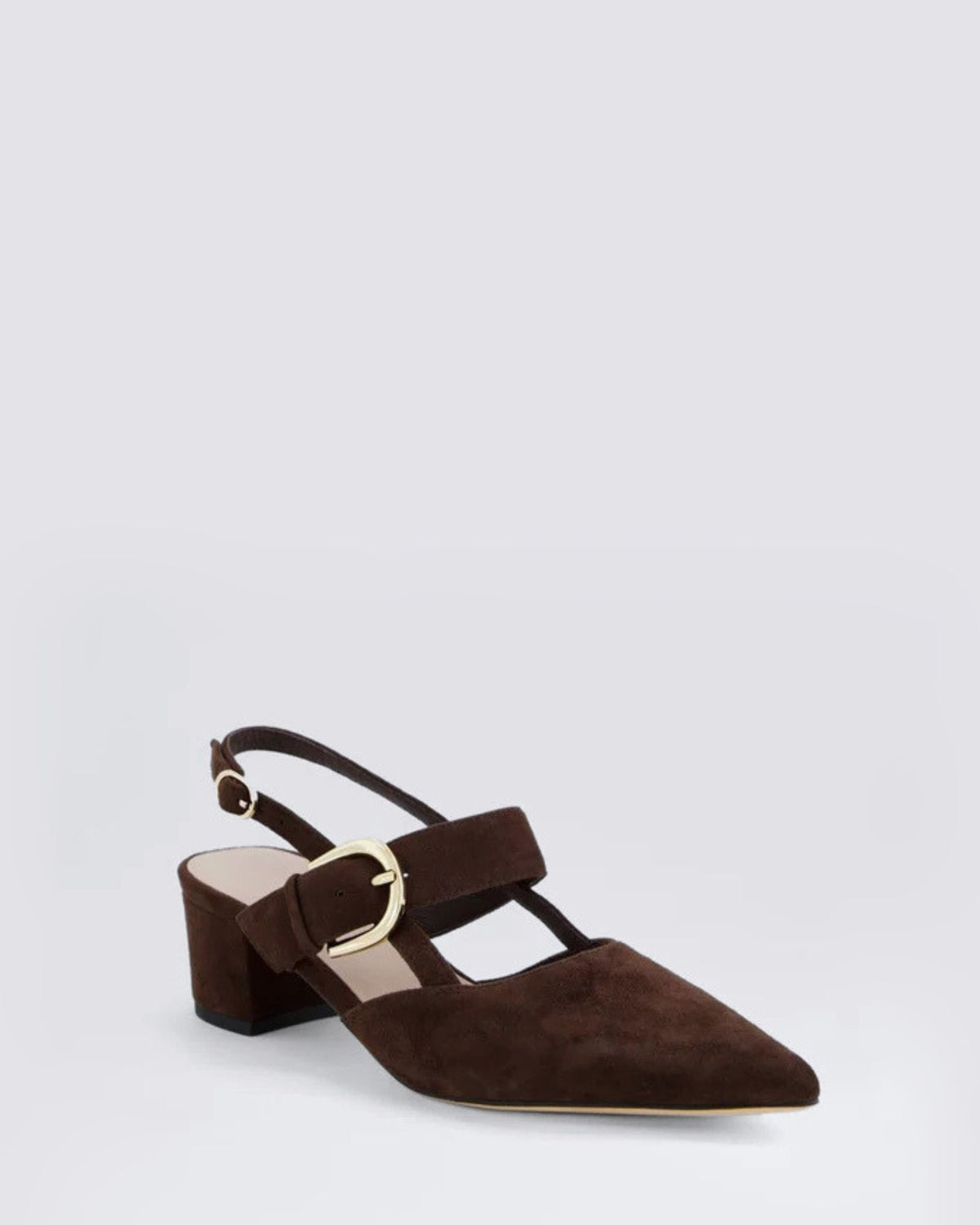 ASTEN SLINGBACK HEELS CHOCOLATE SUEDE
