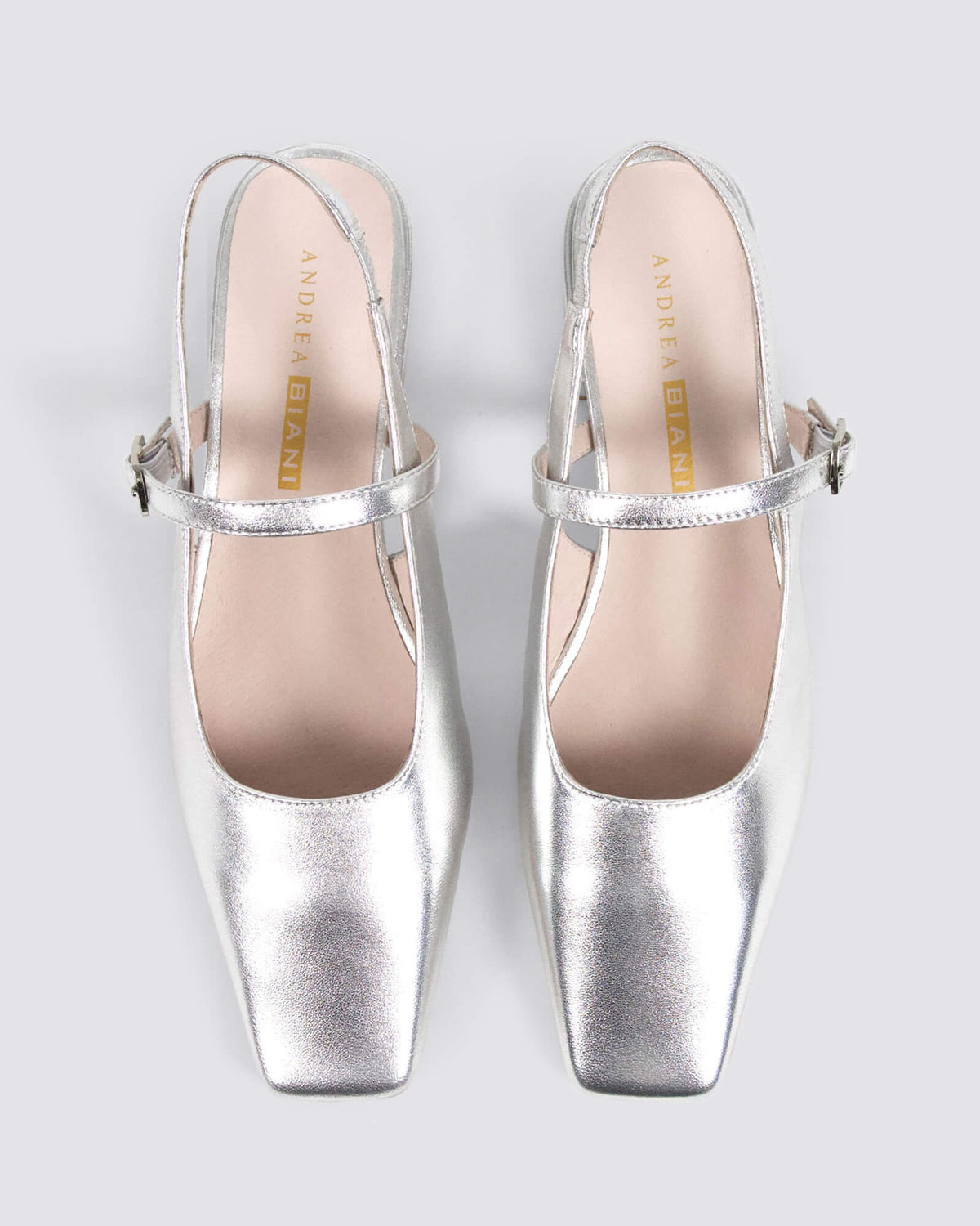 INTEREST SLINGBACK FLATS SILVER LEATHER