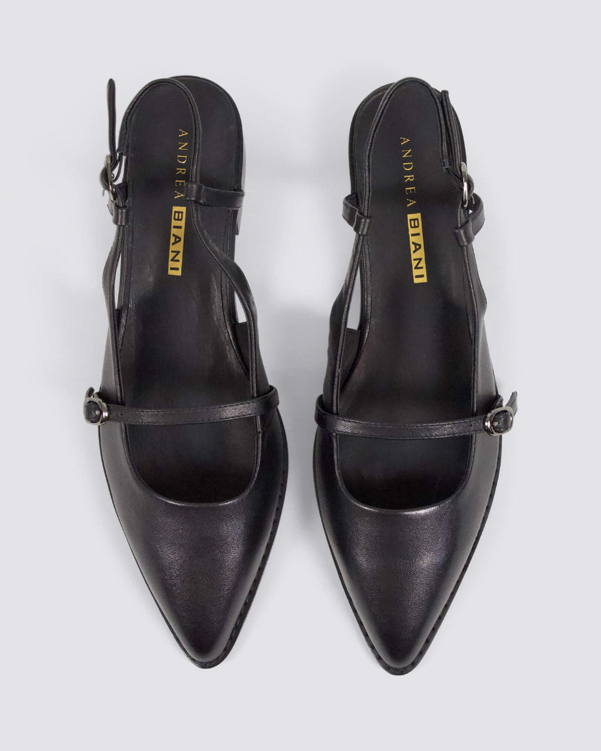JASPER SLINGBACK FLATS BLACK LEATHER