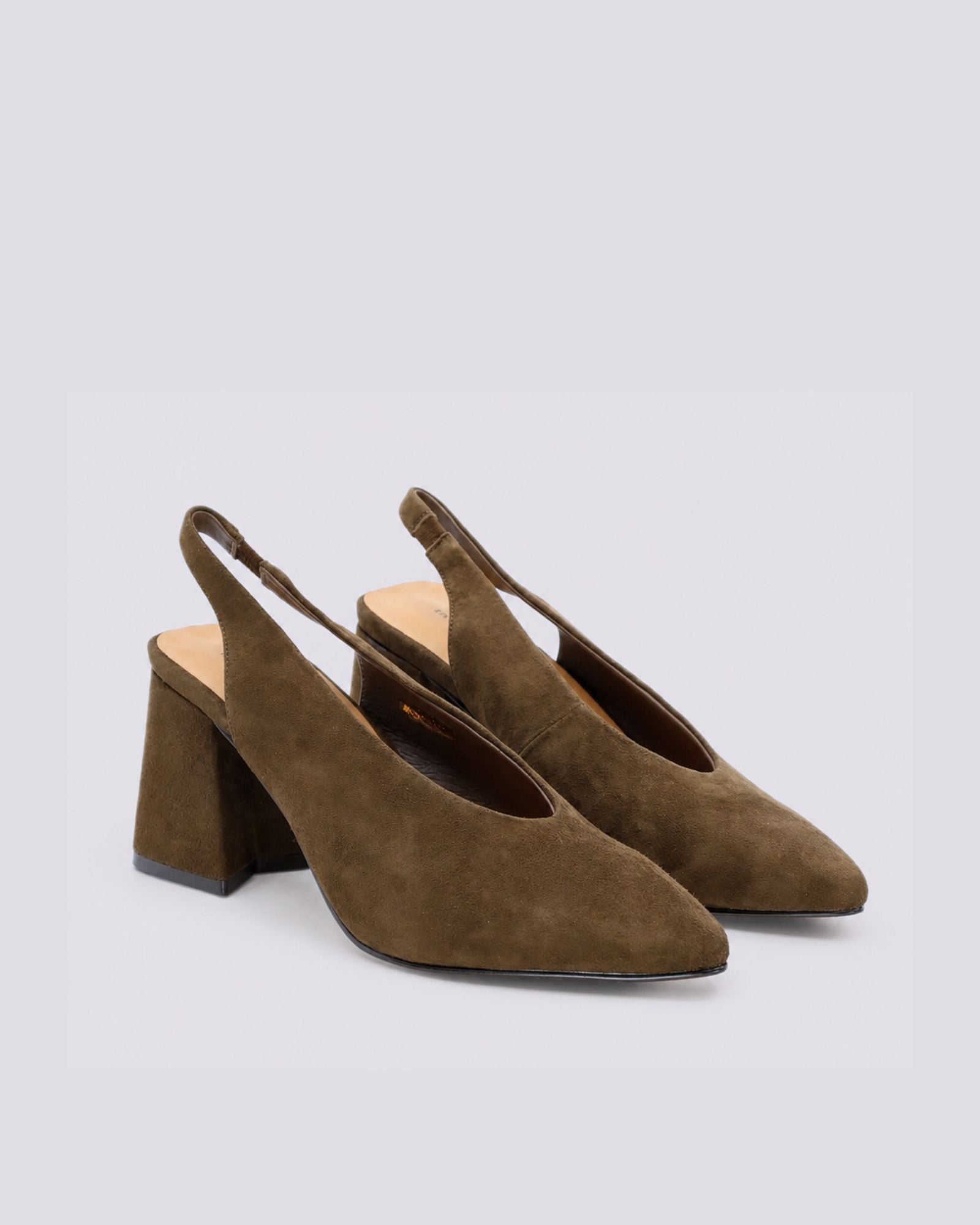 BEYAH SLINGBACK HEELS CHOCOLATE SUEDE