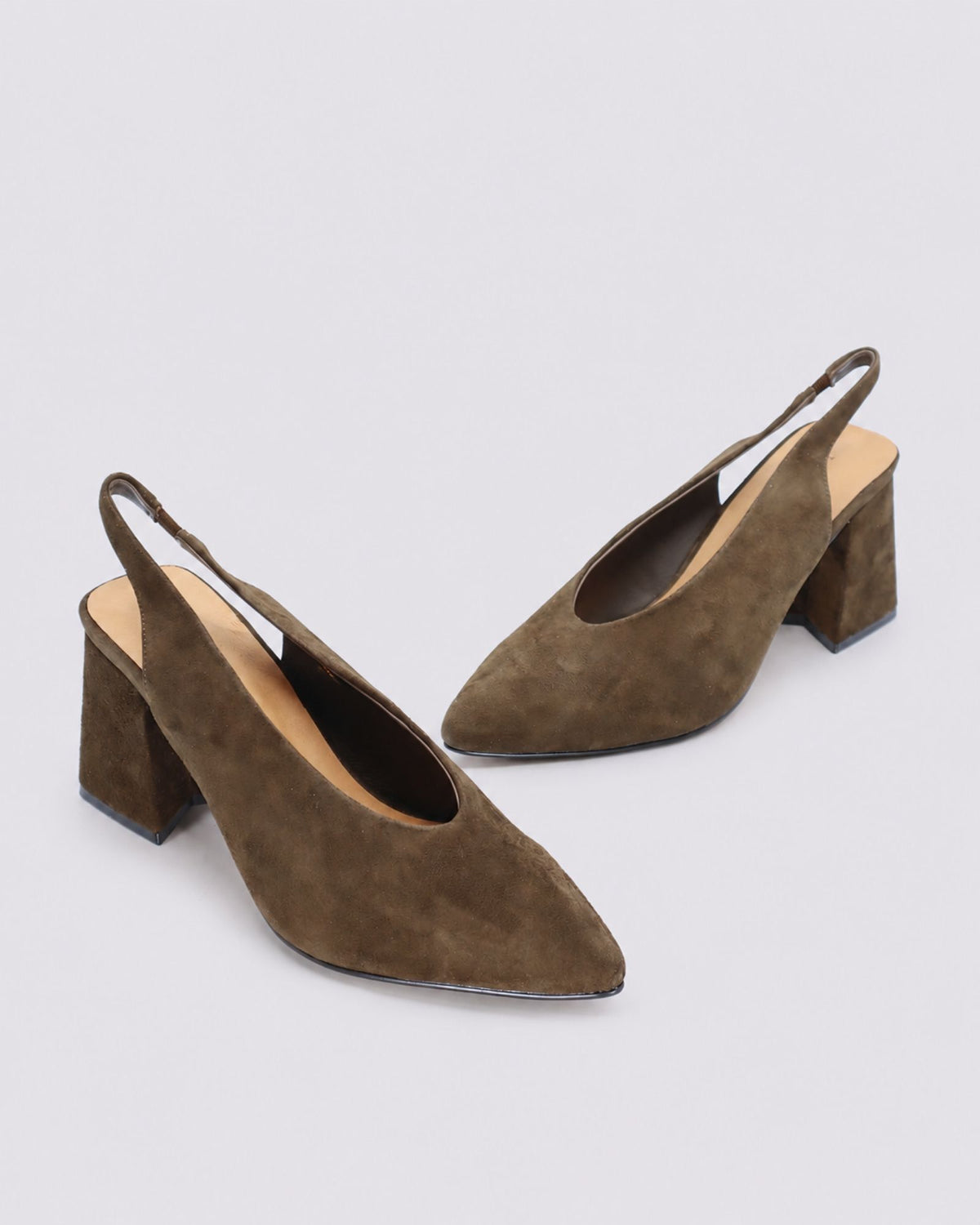 BEYAH SLINGBACK HEELS CHOCOLATE SUEDE
